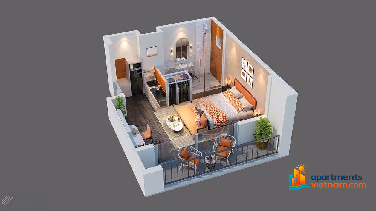 Exclusive beach view apartment at Bai Truong, middle floor, 45m2, TTS price only 2.8 billion. Contact: 0982 131 ***
