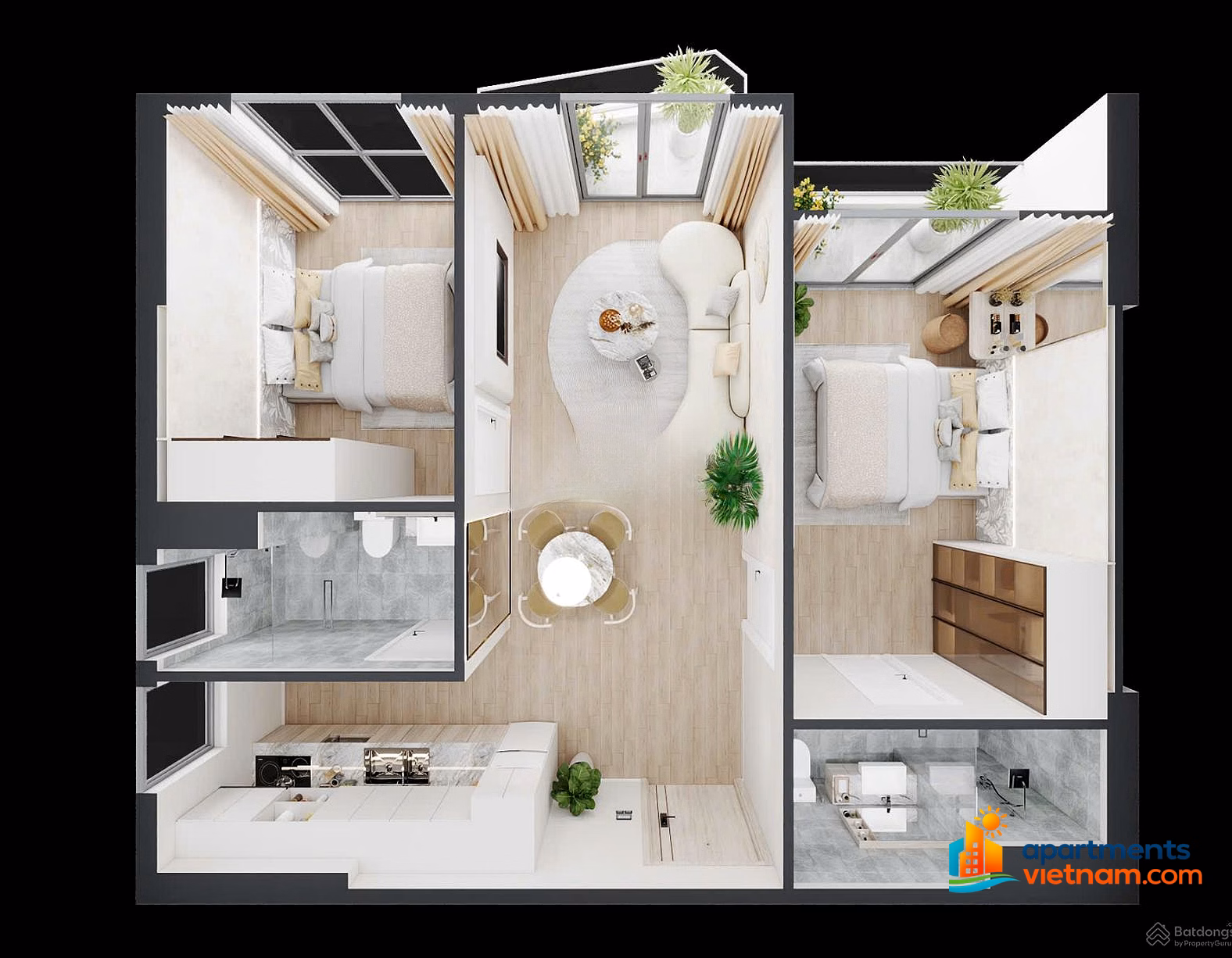 Exclusive beach view apartment at Bai Truong, middle floor, 45m2, TTS price only 2.8 billion***