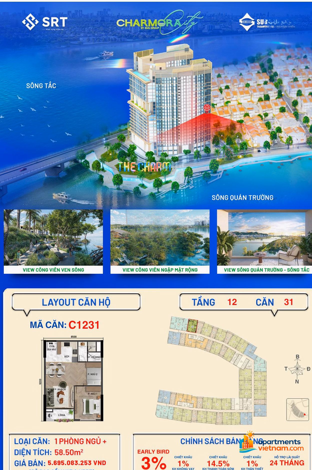 Exclusive The Charm View Unit with Stunning Fireworks Display at Sun Nha Trang