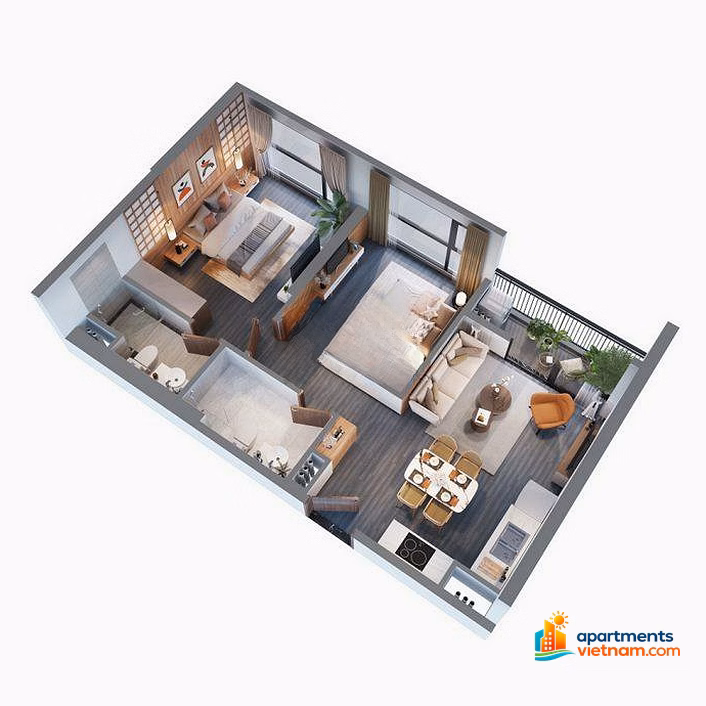 The owner is selling a 2-bedroom apartment with internal view of R101 Zenpark area, good price