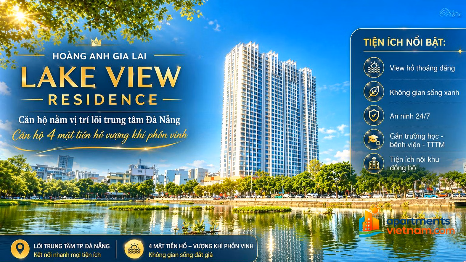 Corner apartment for rent 118m2, 3 large bedrooms Hoang Anh Lakeview Residence full beautiful furniture 30 million/month