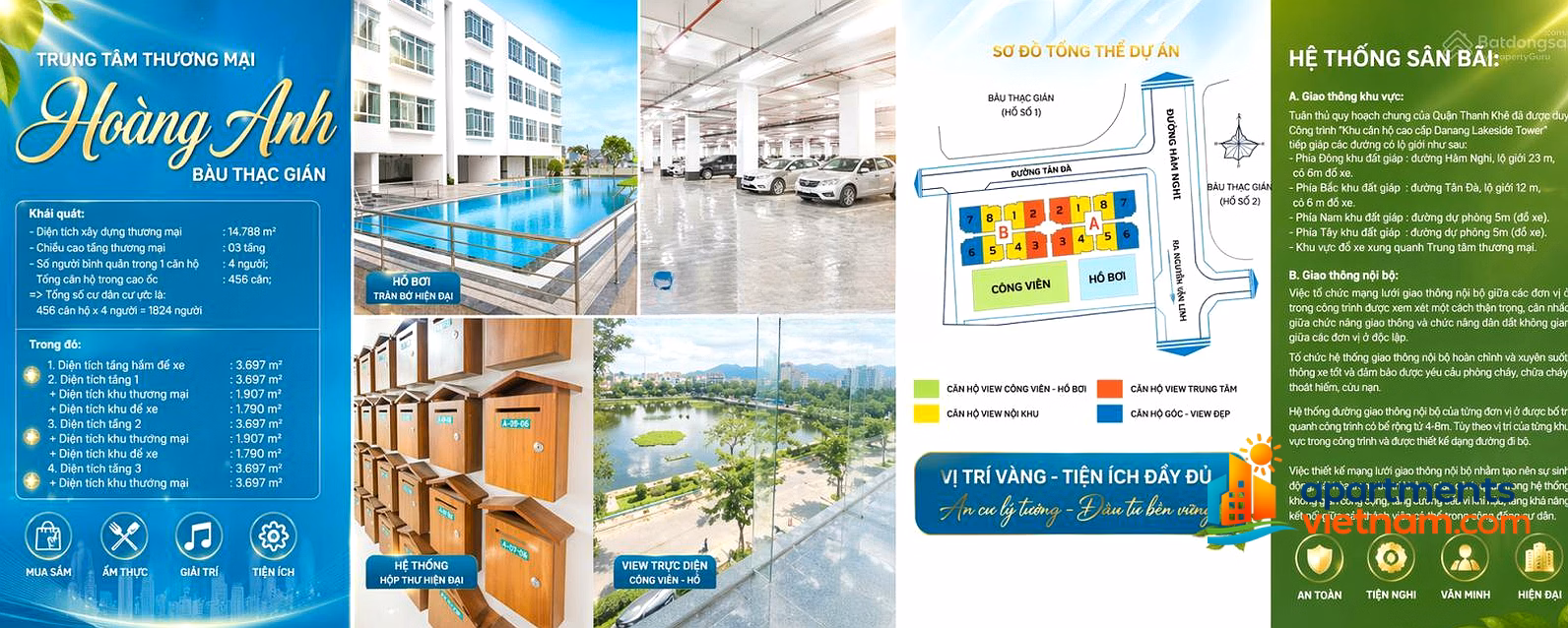 Corner apartment for rent 118m2, 3 large bedrooms Hoang Anh Lakeview Residence full beautiful furniture 30 million/month