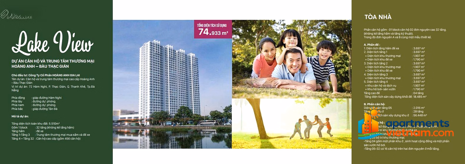 Hoang Anh Lakeview Residence Wiew apartment for rent with full furniture 30 million/month