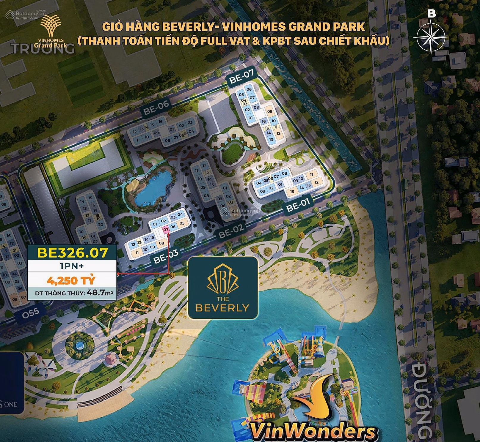 Exclusive 1 bedroom+ apartment at The Beverly, signed directly by investor, high floor view, super cool 36ha CV, price 4.2 billion