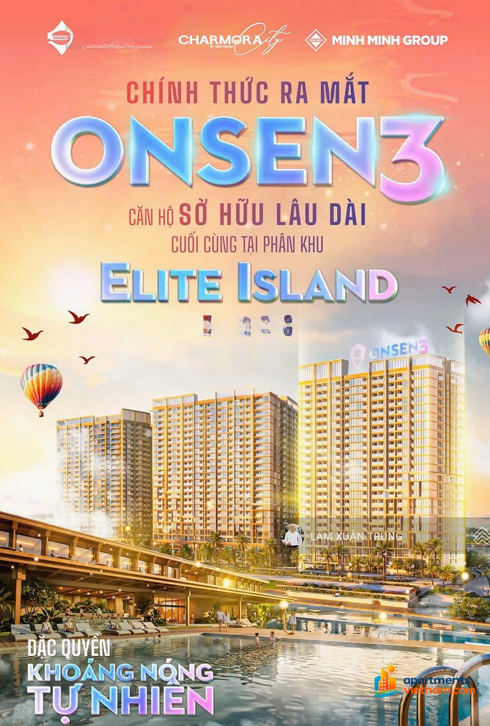 Onsen 3 Nha Trang studio apartment for sale with fireworks view, 3.5m high ceiling, price F0 - 2.26 billion exclusive shopping cart