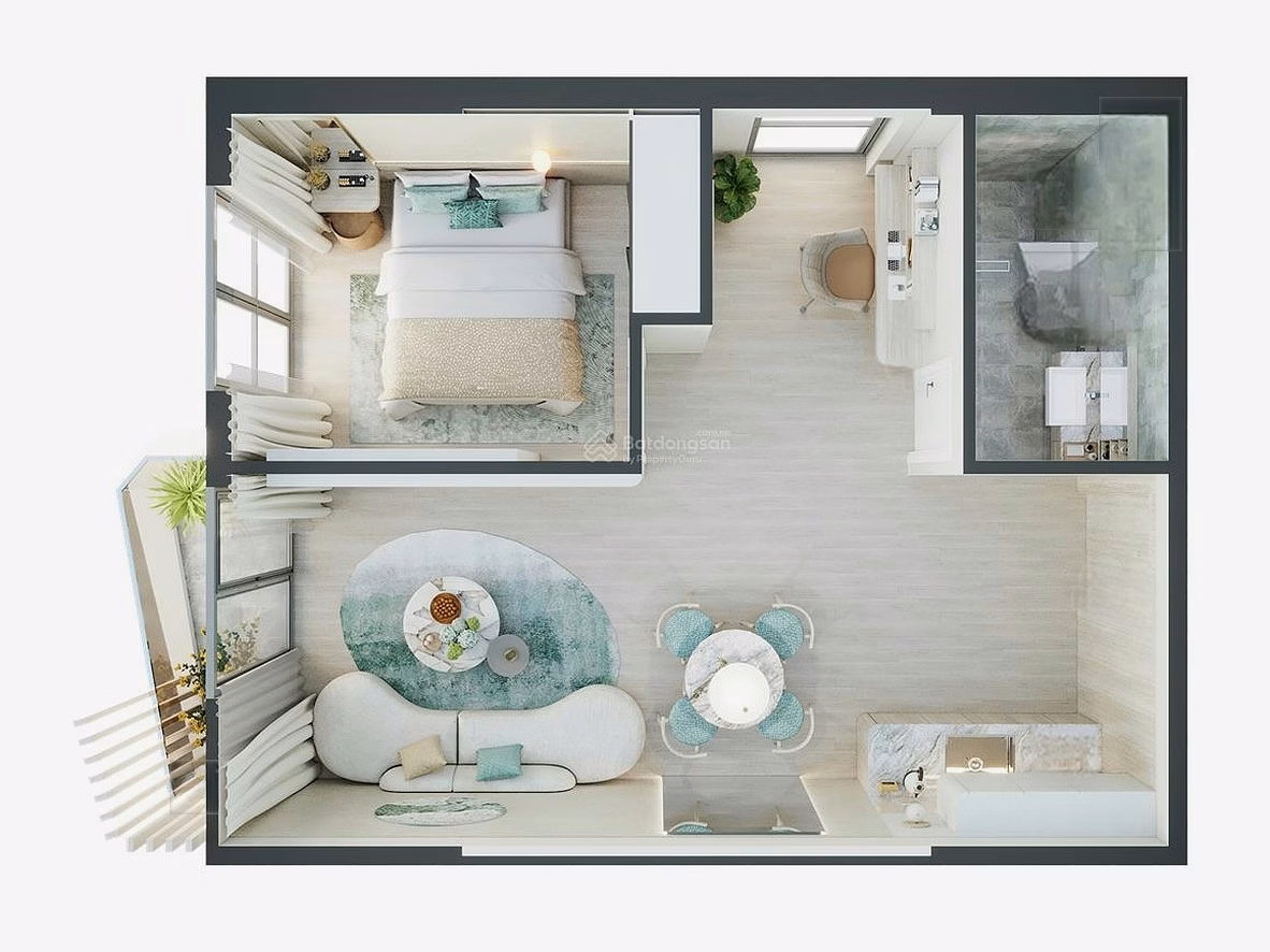 2.5 billion, 45m2 fully furnished balcony with Bai Truong beach view 150m outstanding apartment 1 bedroom