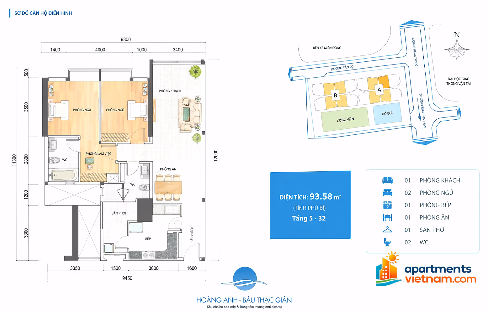 Price 28 million/month 3-bedroom apartment 110.63m2 - 72 Ham Nghi, full beautiful furniture