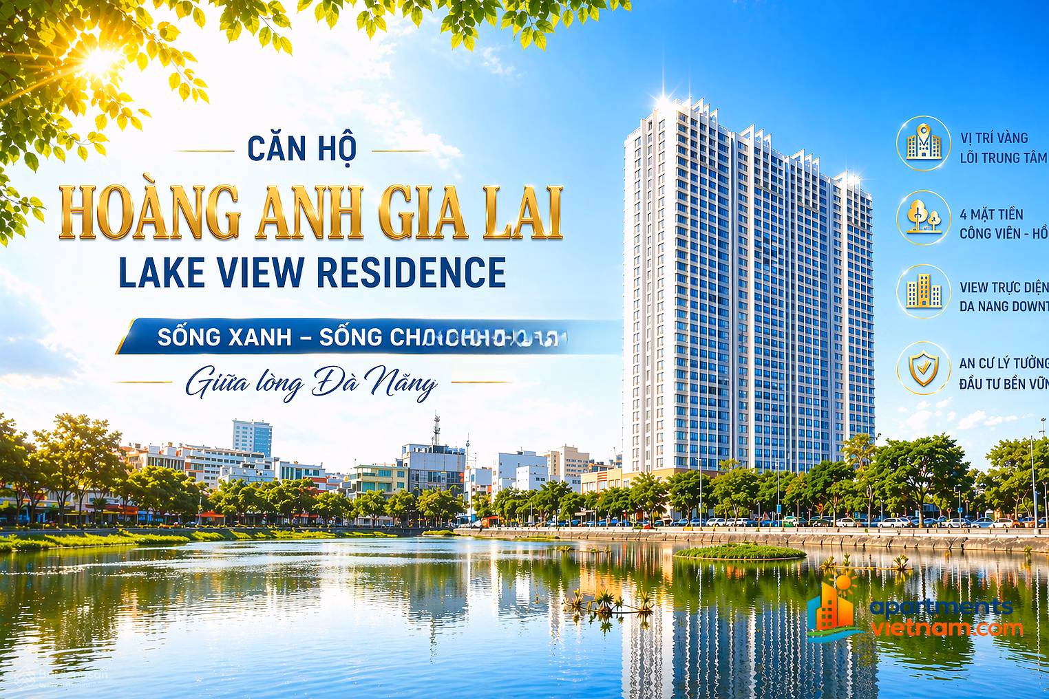 Corner apartment for rent 118m2, 3 large bedrooms Hoang Anh Lakeview Residence full beautiful furniture 30 million/month
