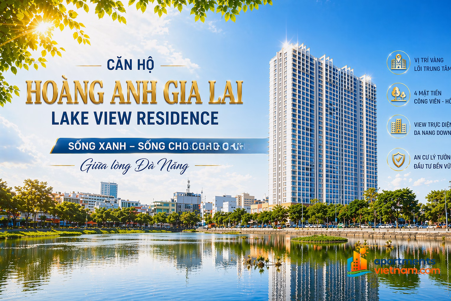 For Rent: Hoang Anh Lakeview Residence Apartment - 3BR, Sea View, Fully Furnished, 30 Million VND/month