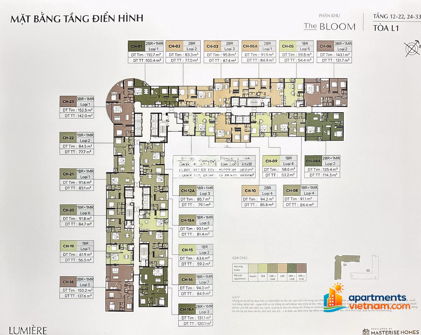 Site information, sales policies, official incentives for buildings 1 and 2 of Mas Cao Xa La project