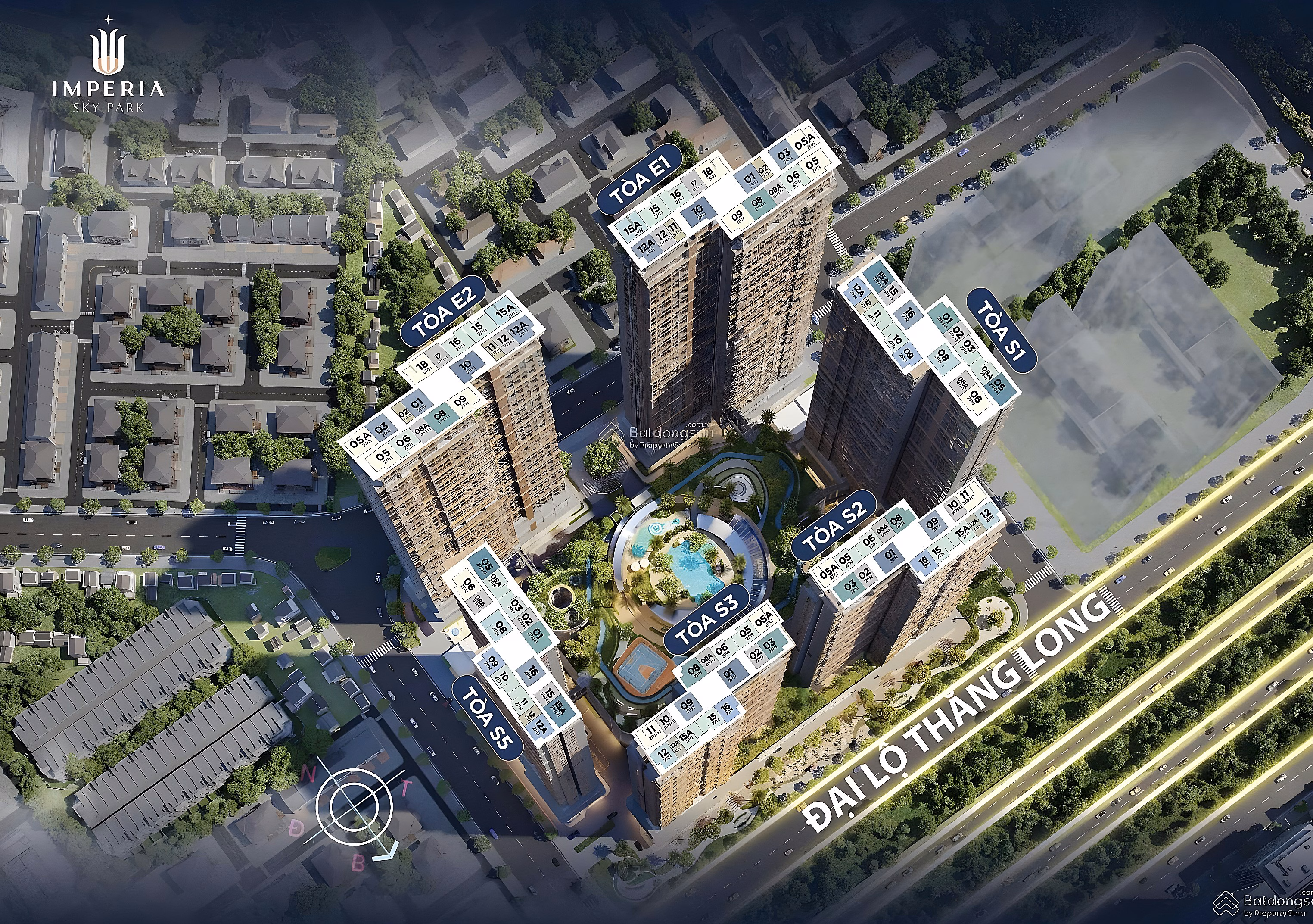 Cheapest 1-bedroom, 2-bedroom, 3-bedroom foreign exchange fund, Imperia Sky Park project, Southeast direction, high stock, HTLS 0% 24 months