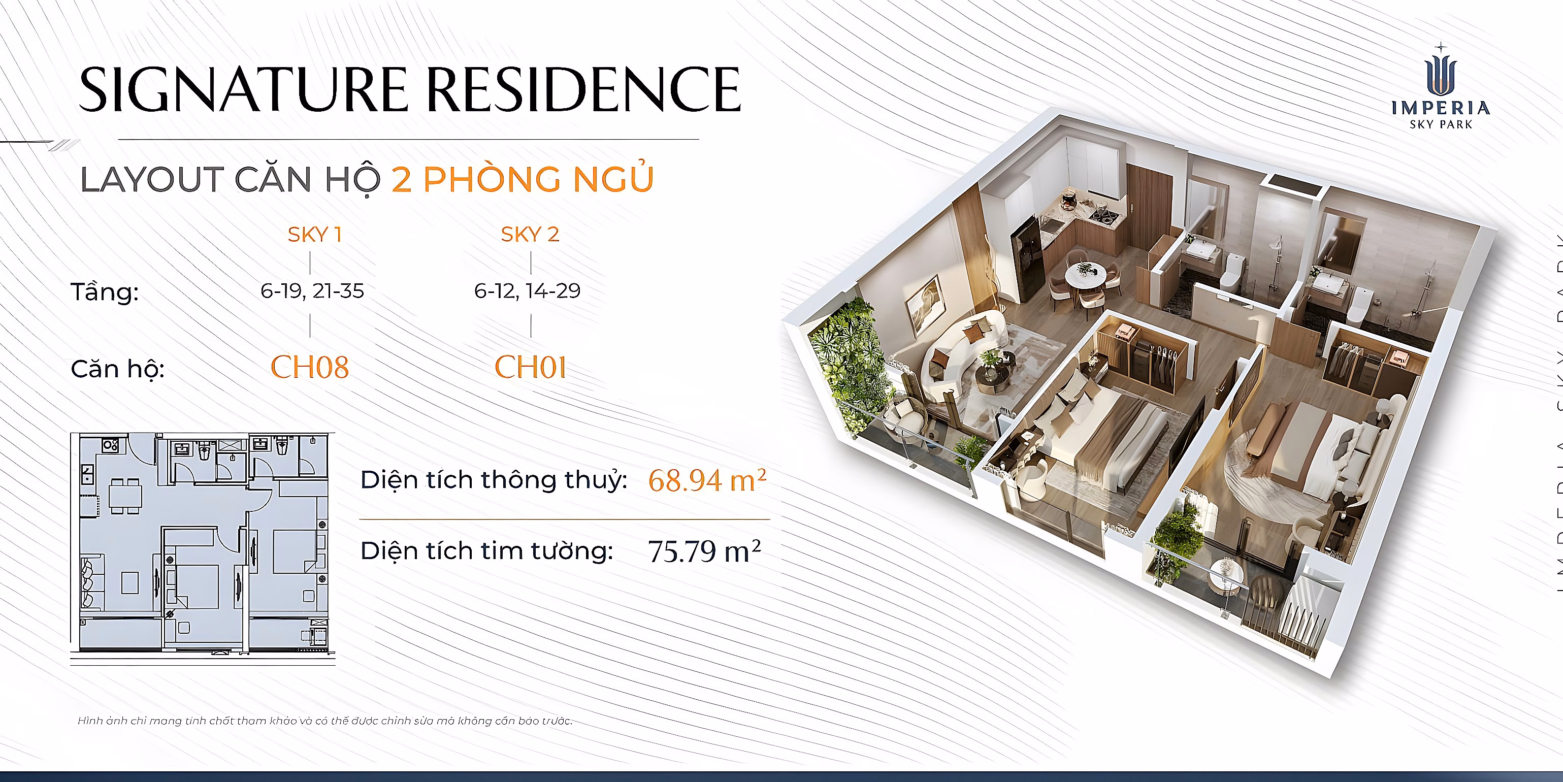 Cheapest 1-bedroom, 2-bedroom, 3-bedroom foreign exchange fund, Imperia Sky Park project, Southeast direction, high stock, HTLS 0% 24 months