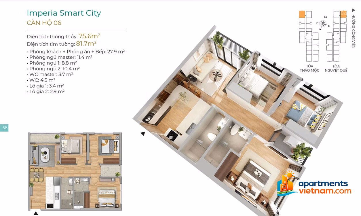 Urgent Bank Sale: 76m² Apartment for 5.2 Billion VND & More Units (1-Bedroom+ 3.2B, 2-Bedroom 4.1B, 2-Bedroom+ 4.9B) at Vinhomes Smart City