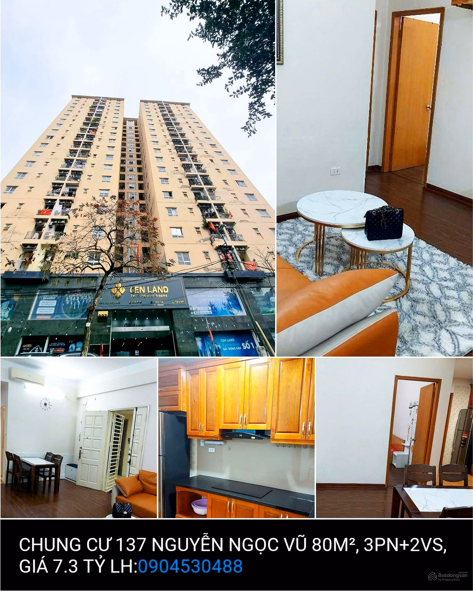 Apartment 137 Nguyen Ngoc Vu 80m, 3 bedrooms + 2 bathrooms, price 7.3 billion Contact: 0904 530 ***