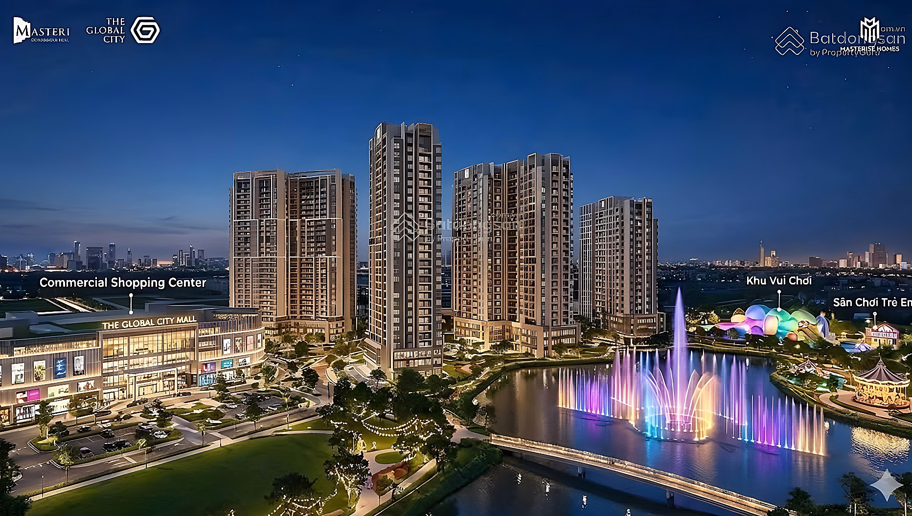 Masteri Cosmo Central 4-bedroom Corner Apartment for Sale, 25th Floor, Direct View of Water Music, 132m2, Good Price 18 billion
