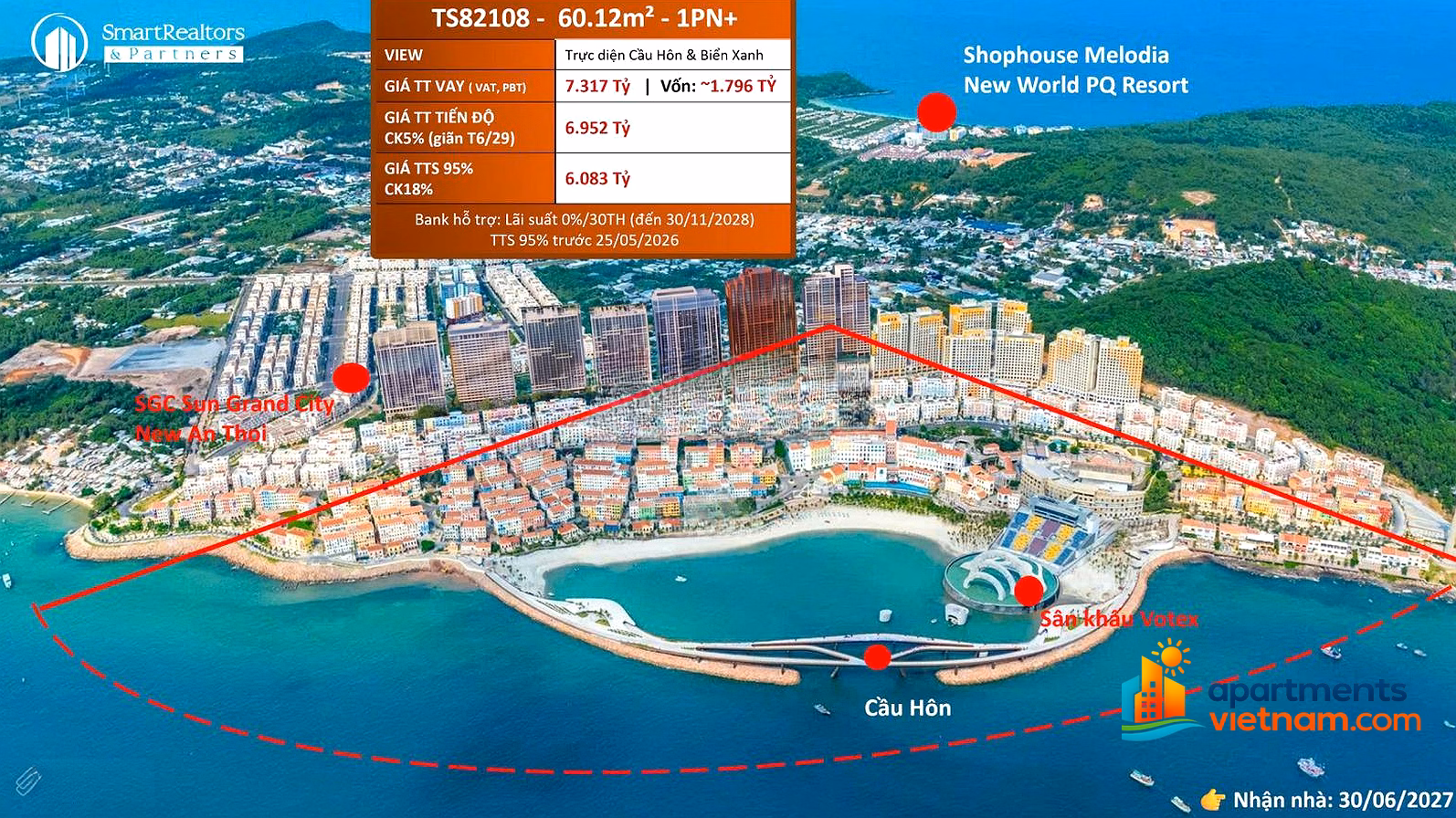 Selling 1 bedroom apartment with sea view & proposal, watching fireworks 365 days a year***
