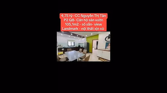4.75 billion - Nguyen Thi Tan Apartment P2 Q8 - Garden apartment 105.1m² SHR, luxury furniture
