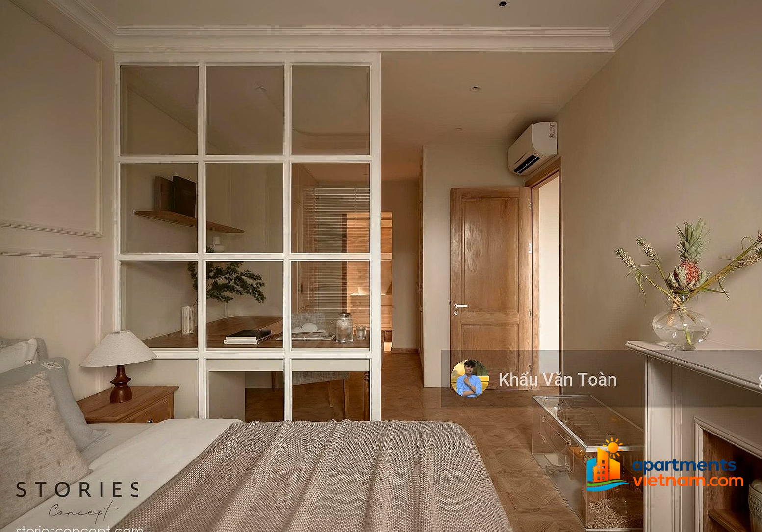 Diamond Island 3 bedroom 3 bathroom luxury apartment is the most beautiful on the island, cheap price, Japanese style with vintage wood tone