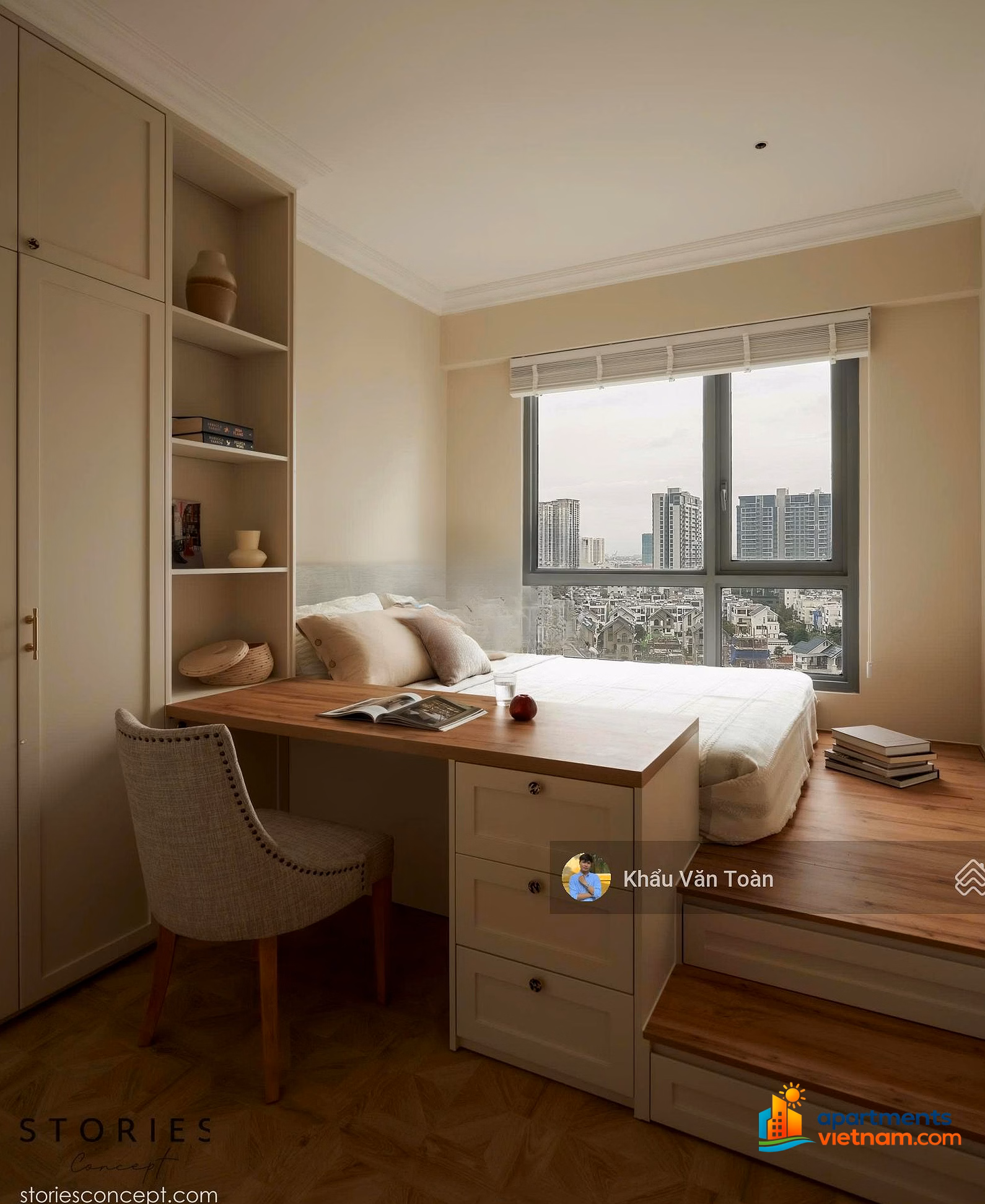 Diamond Island 3 bedroom 3 bathroom luxury apartment is the most beautiful on the island, cheap price, Japanese style with vintage wood tone