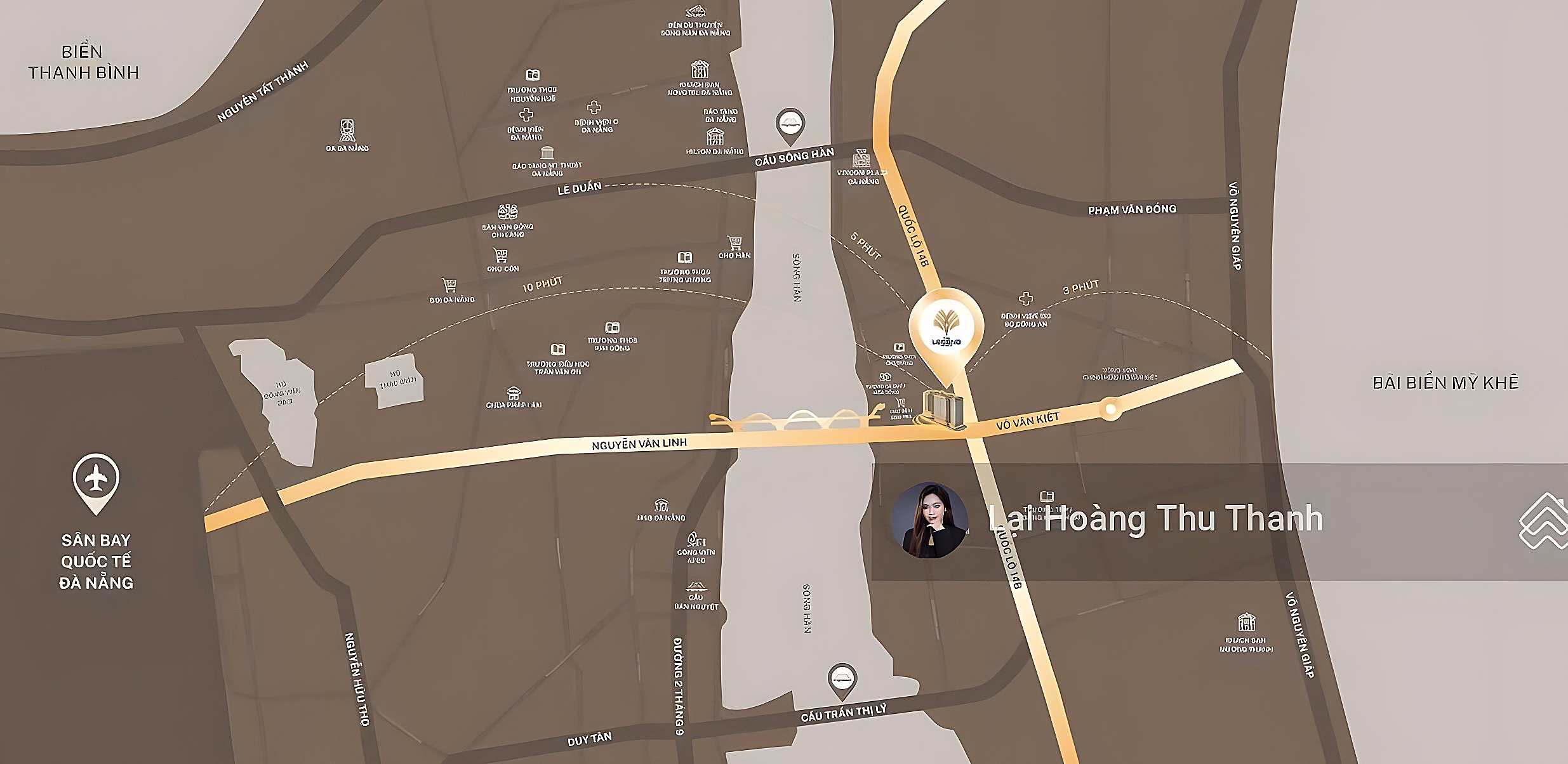 Thu Thanh - Diplomacy long-term apartment with view of Dragon Bridge, Han River, My Khe beach The Legend Da Nang