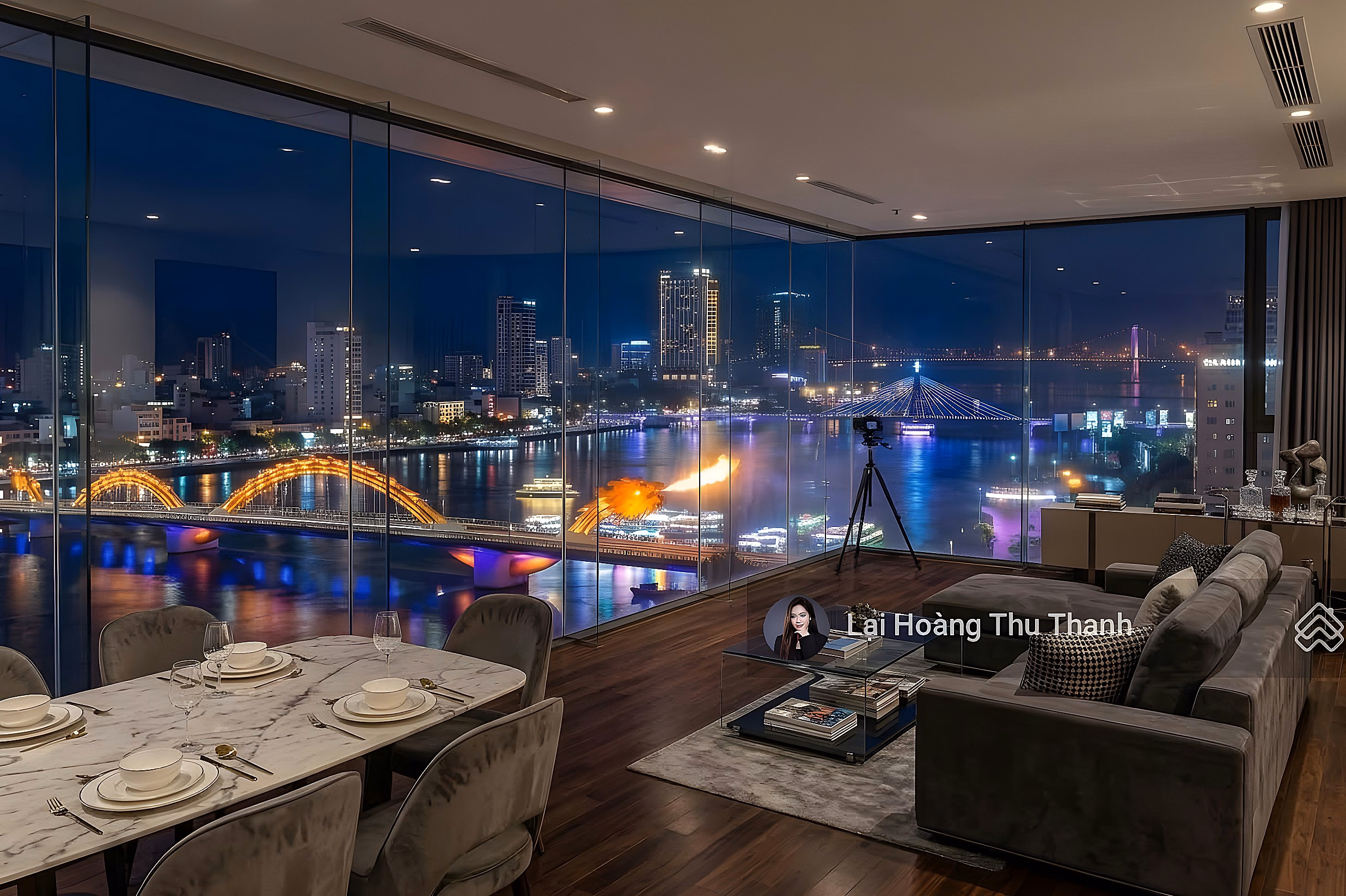 Thu Thanh - Diplomacy long-term apartment with view of Dragon Bridge, Han River, My Khe beach The Legend Da Nang