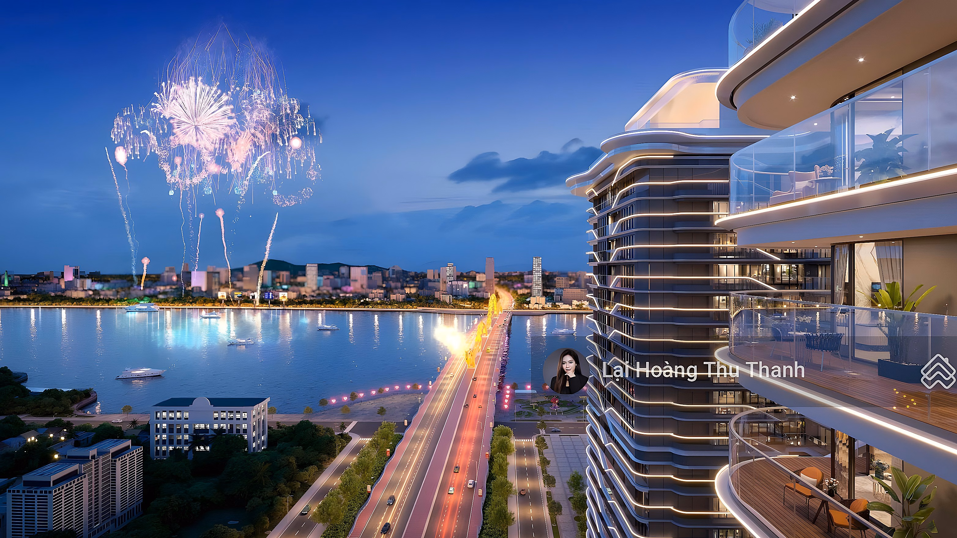 Thu Thanh - Diplomacy long-term apartment with view of Dragon Bridge, Han River, My Khe beach The Legend Da Nang