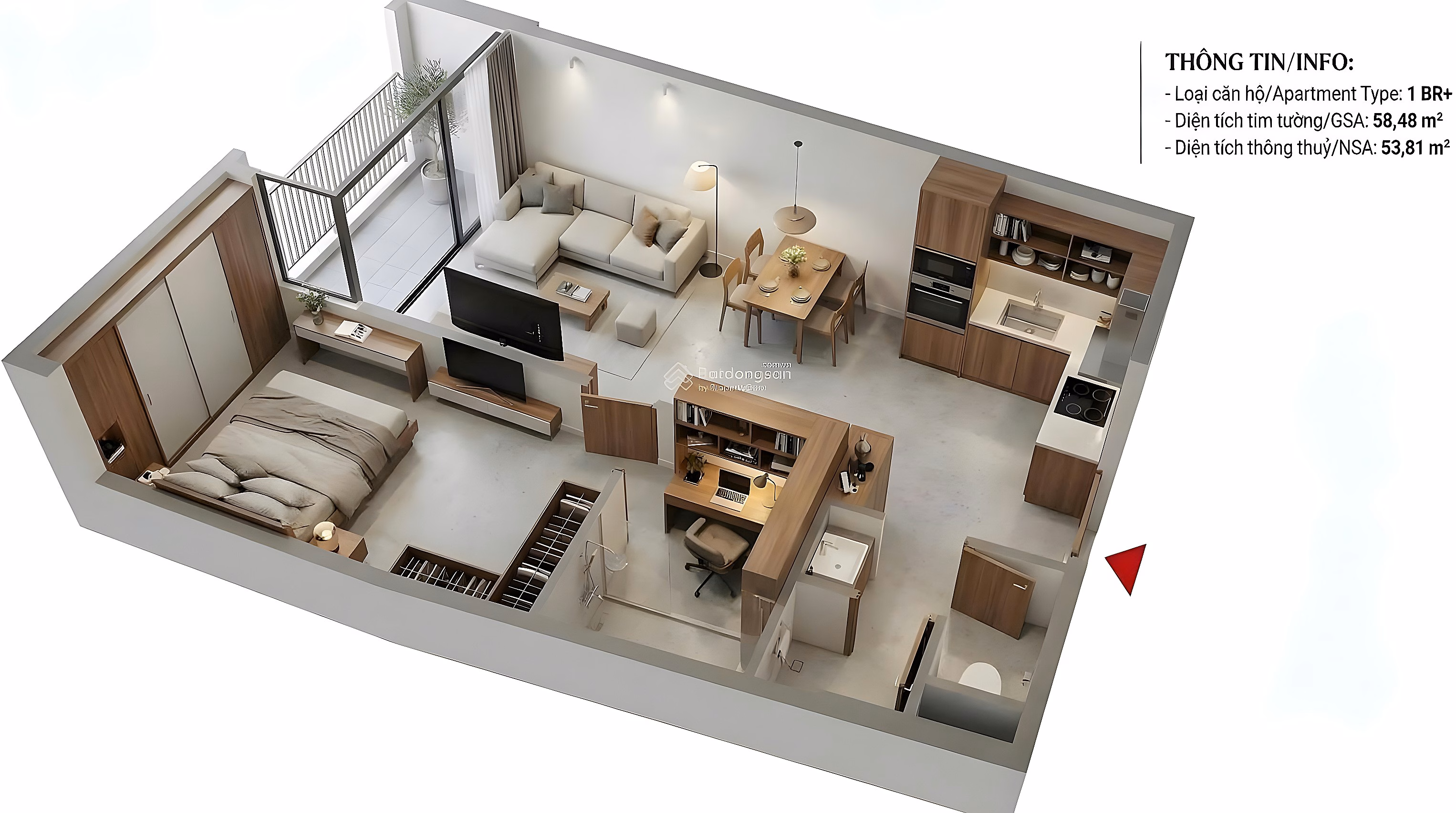 Hot! 1 bedroom apartment + fireworks view - area 58.5m² - middle floor - 4 years of payment to receive the house