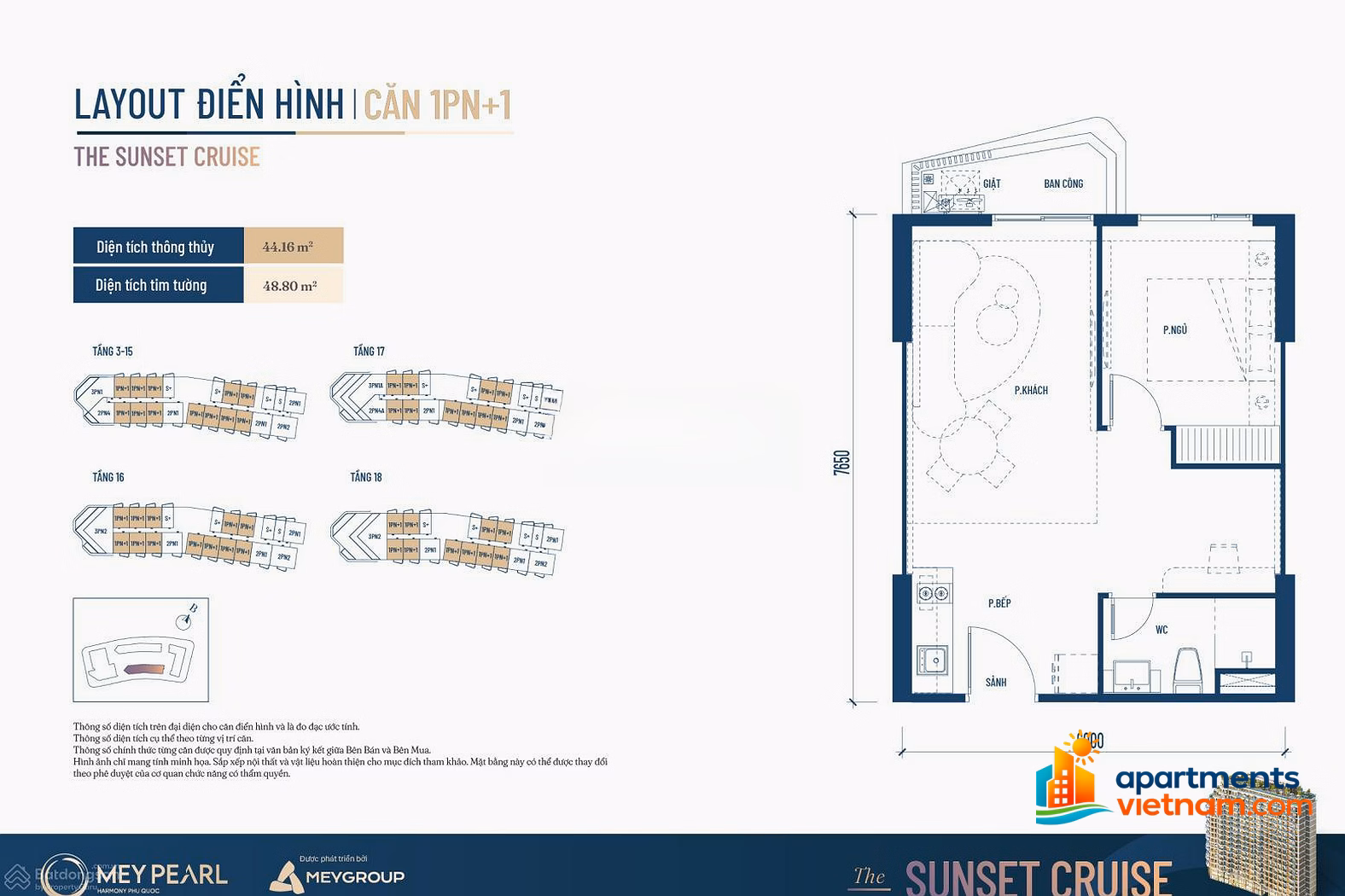1-Bedroom Apartment for Sale at Meypearl Harmony Phu Quoc – 44m², 2.5 Billion VND, Long-Term Ownership