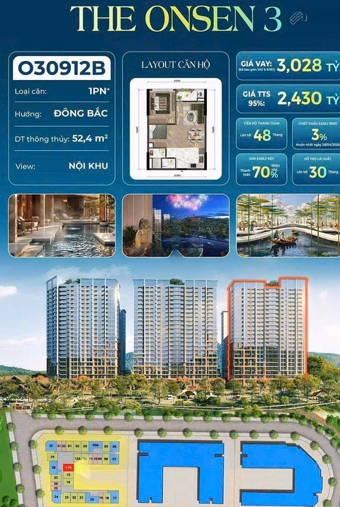 Good price 1 bedroom apartment + price only 2 billion 430 Onsen 3 Charmoracity SunGroup Nha Trang