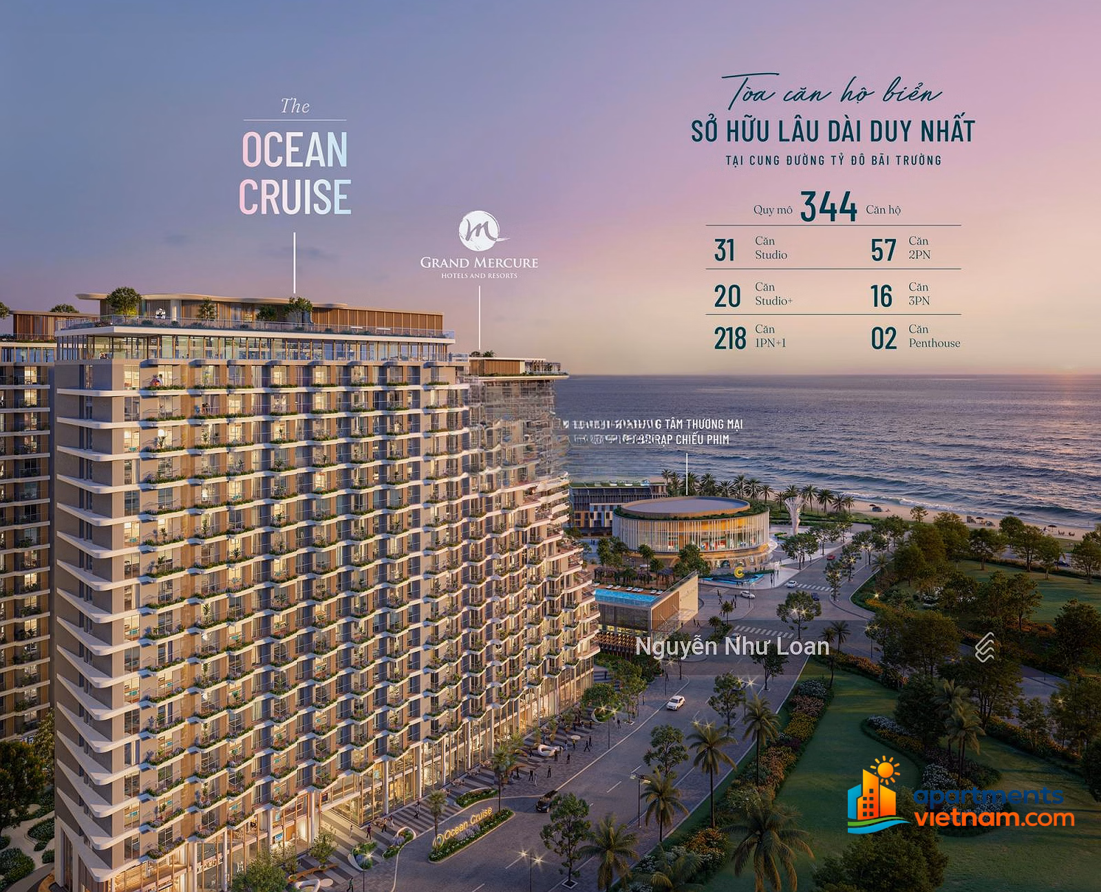 City view 6th floor - 48m2 - price 2,455 billion, tower A Meypearl Harmony Phu Quoc - built to the 10th floor