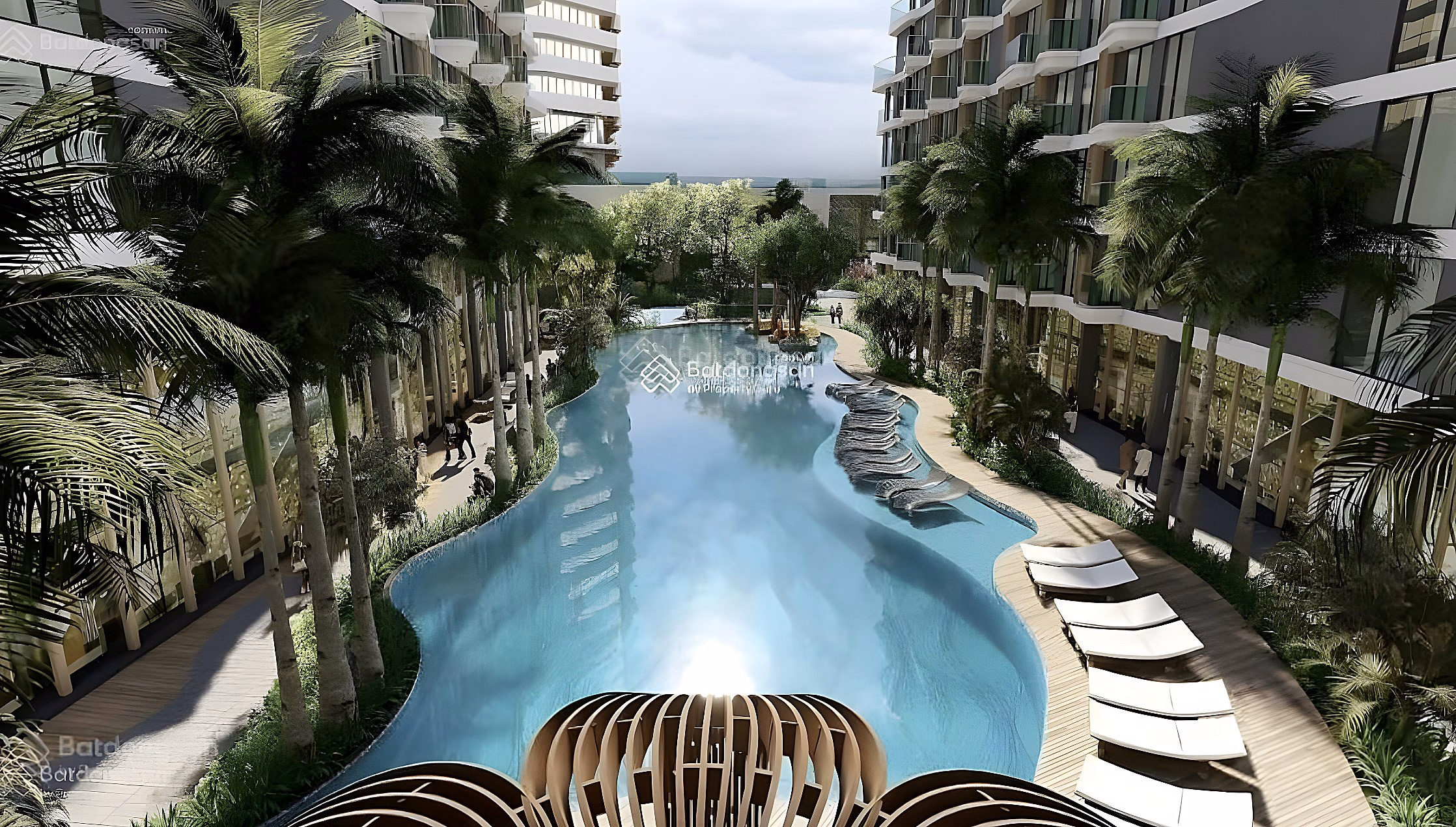 Fund for 1-bedroom apartment with internal swimming pool view, full price 2.3x billion + gift 150 million, HTLS 0% 48 months