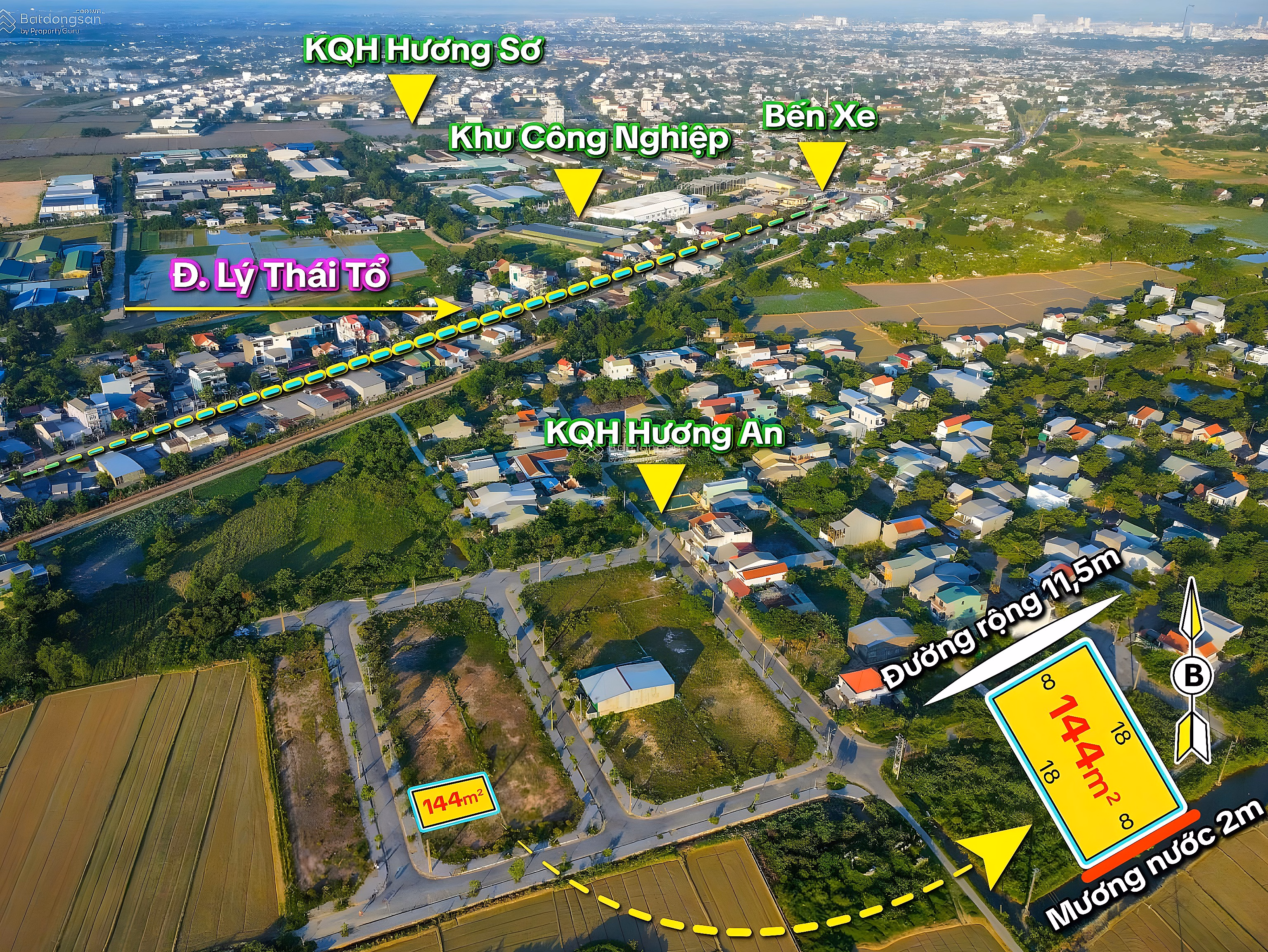 The owner needs to urgently sell land KQH Huong An, 144m2, 8m wide. Good price in the area
