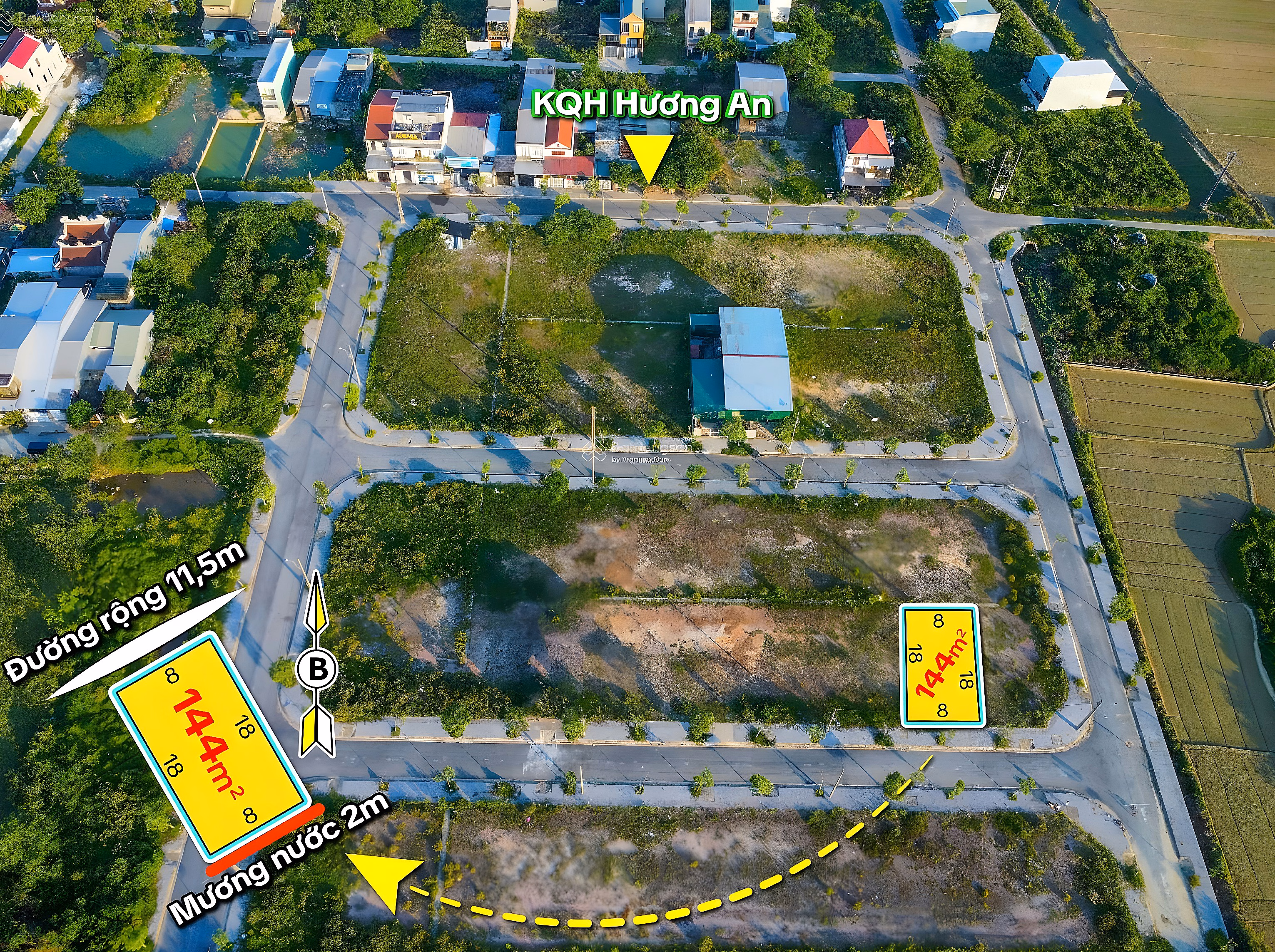 The owner needs to urgently sell land KQH Huong An, 144m2, 8m wide. Good price in the area