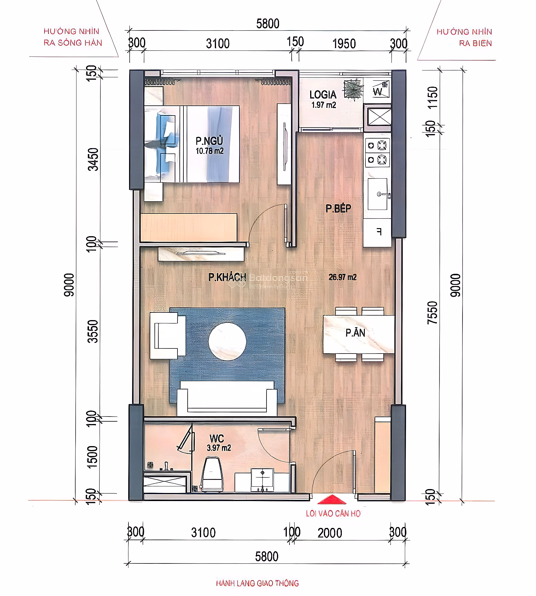 Only 1-bedroom apartment with original price from 3.69 billion VND, Han River + Sea view, long-term ownership, VIP furniture gift