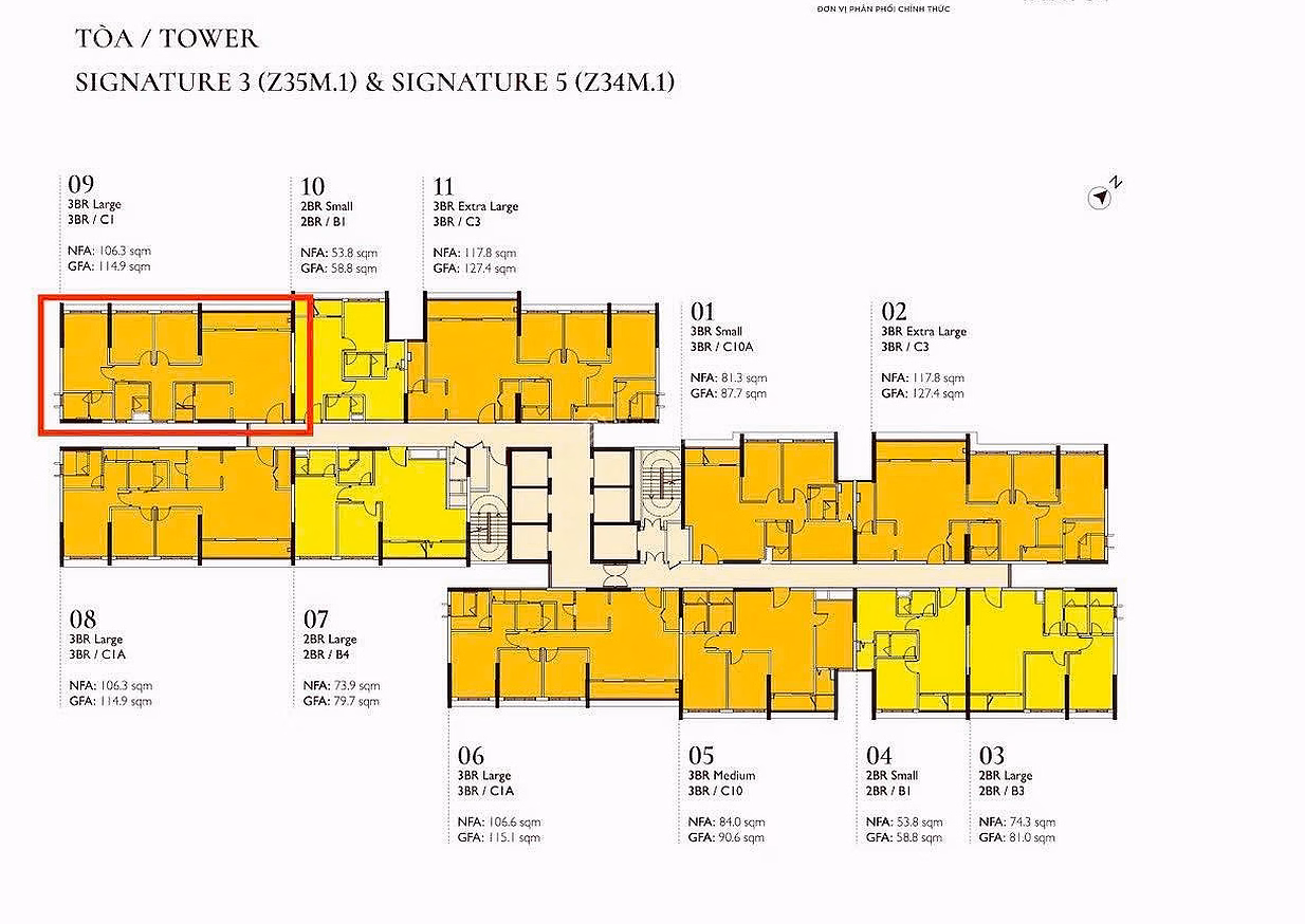 106m2 apartment with open view, very suitable for those who are compatible with the West: - 3 bedroom apartment (106m2) - S3.2x09 -
