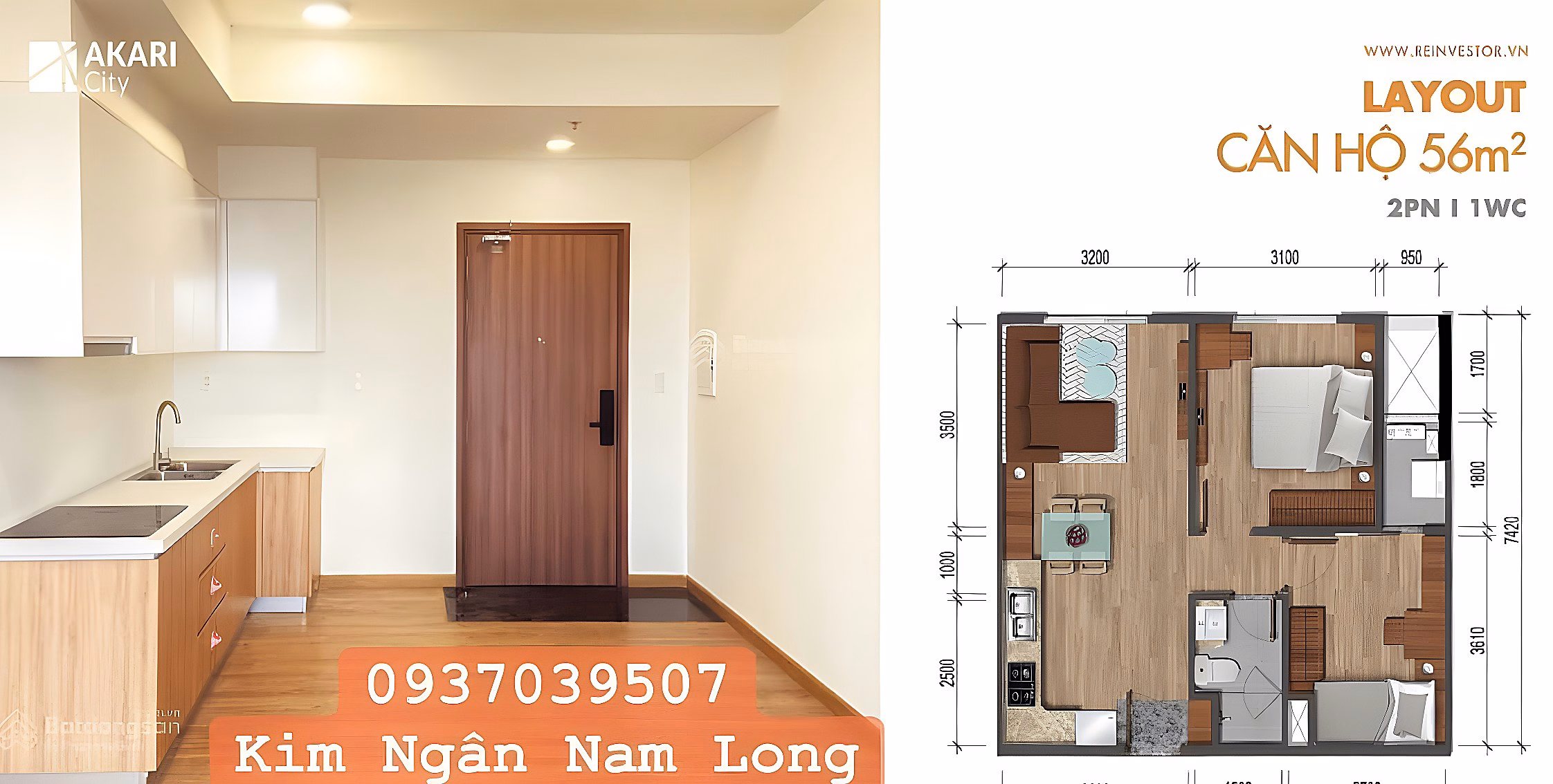 CC Akari City Nam Long for rent, 9 million VND, 75 m2, nice view, good price