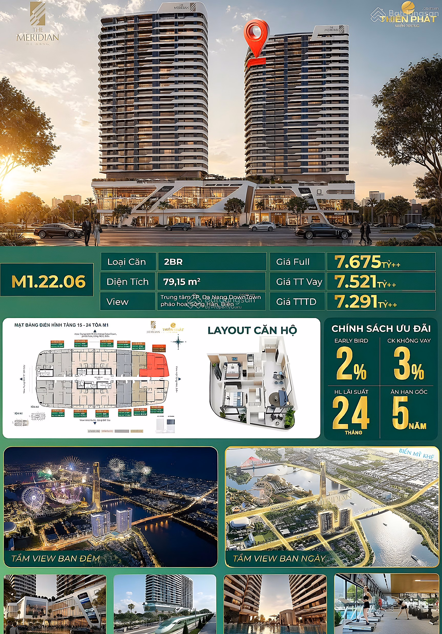 Corner apartment M1.22.06 floor 22-The Meridian Da Nang-direct view of Dowtown-international fireworks-Han river-sea