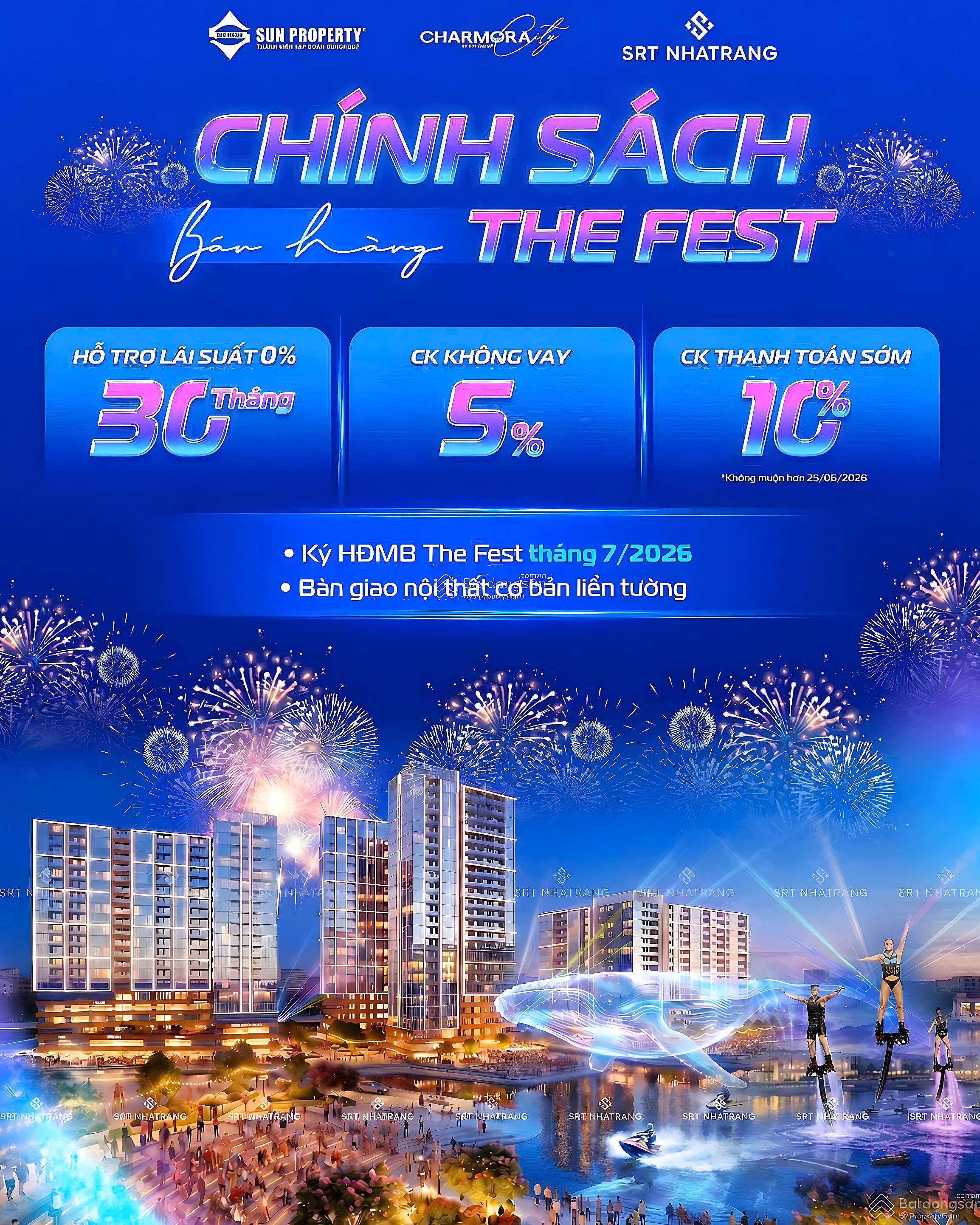 Booking high-rise apartment on Festival Charmora island, area from 29.5m², type: Studio apartment, 1 bedroom, 1 bedroom +, 2 bedroom, 2 bedroom