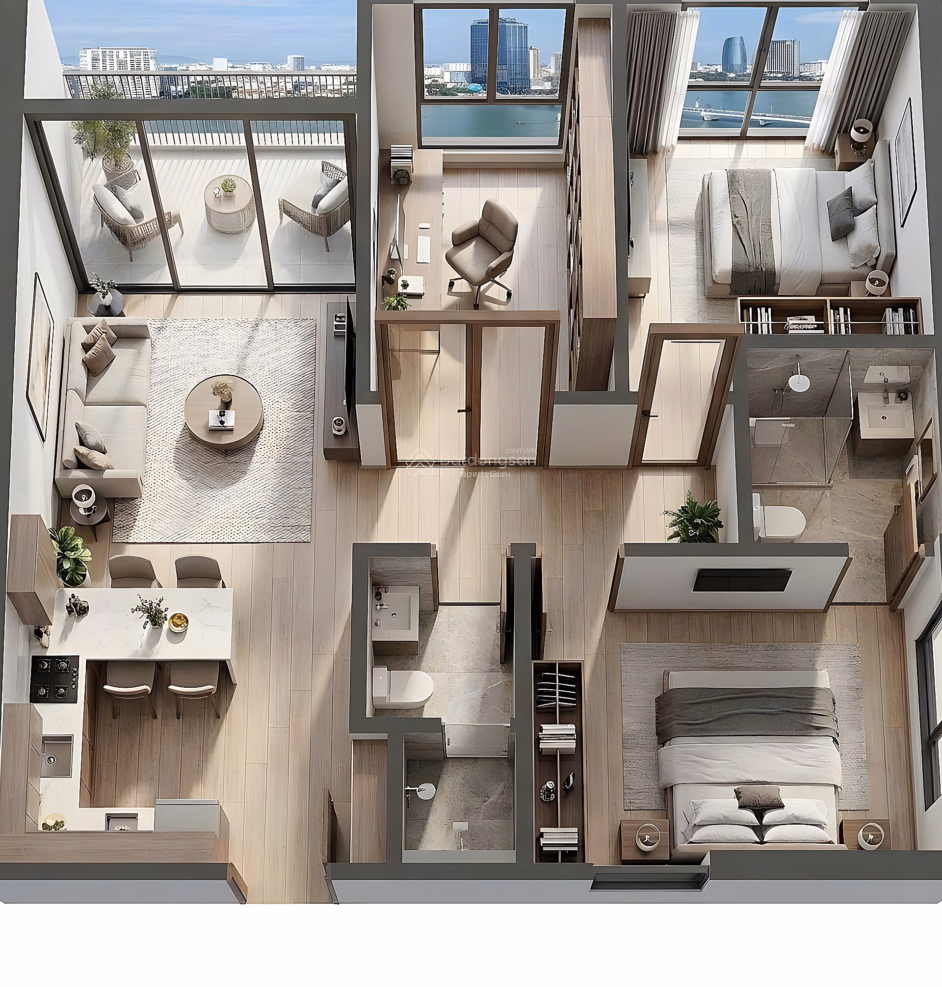 Quick sale of corner apartment with 2 bedrooms+ and 3 bedrooms facing the Han River with large area at Capital Square from only 7 billion
