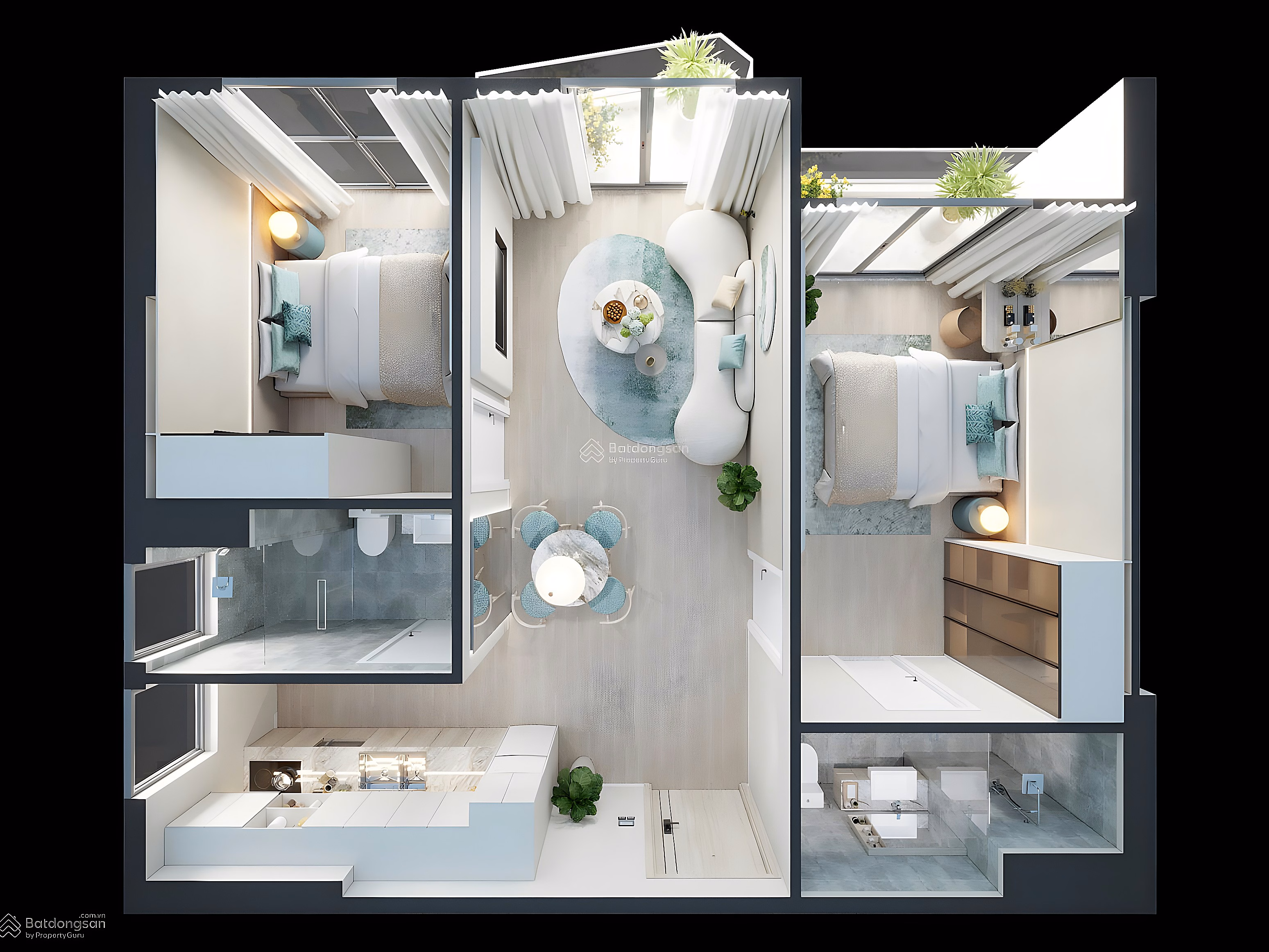 2 bedroom 1 beach apartment facing Southeast, area 53m², price 4 billion VND. Discount up to 18%, long-term red book