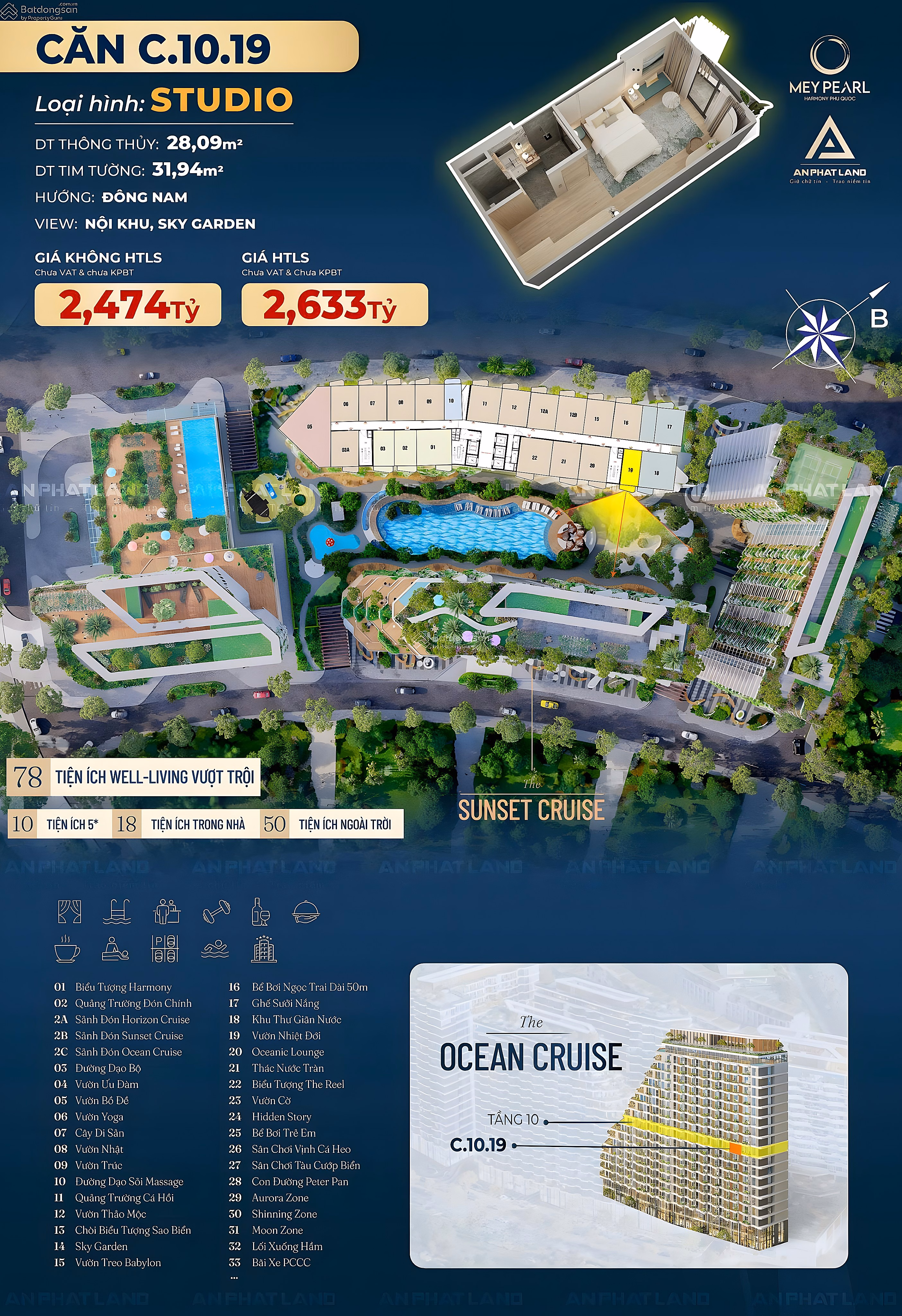 Welcoming APEC 2027 with a beachfront studio apartment, area 28m², facing Southeast at Bai Truong - Phu Quoc