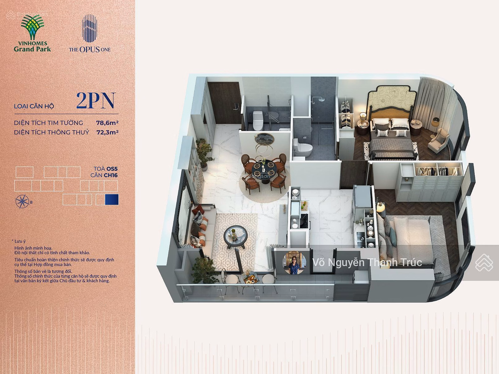 Unique The Opus One 2 bedroom apartment with corner view of 36ha park, good price from only 6 billion
