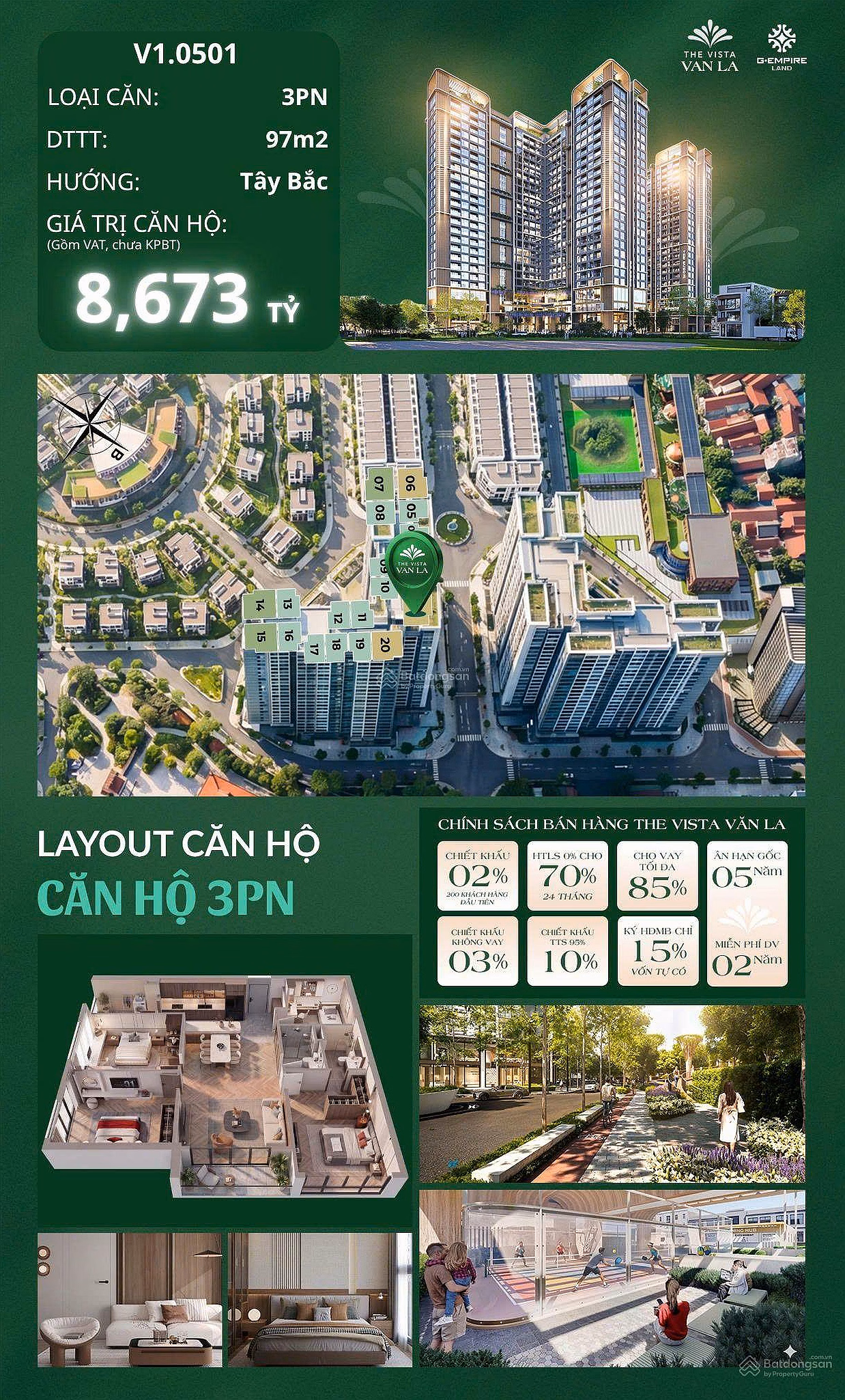 Super sales policy at The Vista Van La - Only pay 15% ~ 900 million until receiving the house