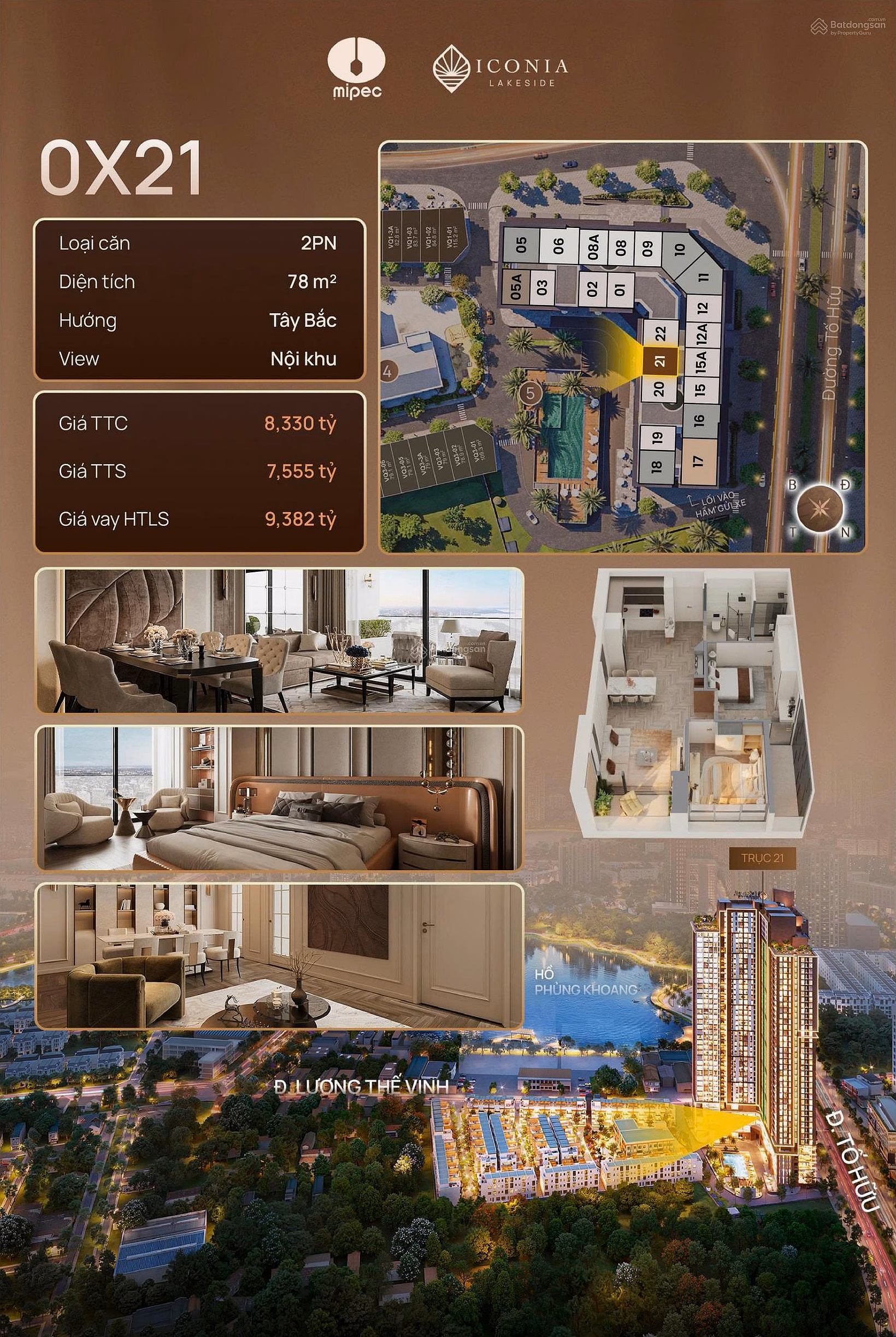 2.7 billion to immediately own a 2-bedroom apartment at the Iconia Lakeside project in the center of western Hanoi