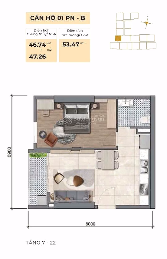 Selling CC Legacy 66, 6,479 billion, 54m², 2 bedrooms, nice view, 2 main road frontages
