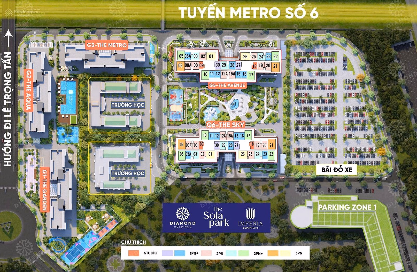 So cheap!! Only 4.1 billion to own 2N2WC apartment - 55m² - G6 building - The Sola Park - middle floor - cool direction