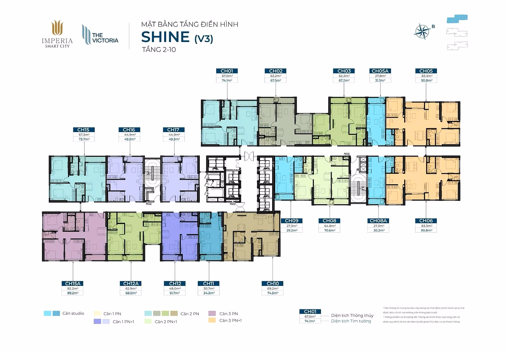 A bank of 99 Studio - 1 Bedroom - 2 Bedroom apartments with the cheapest price on The Victoria market, supporting Bank loans with 0% interest rate
