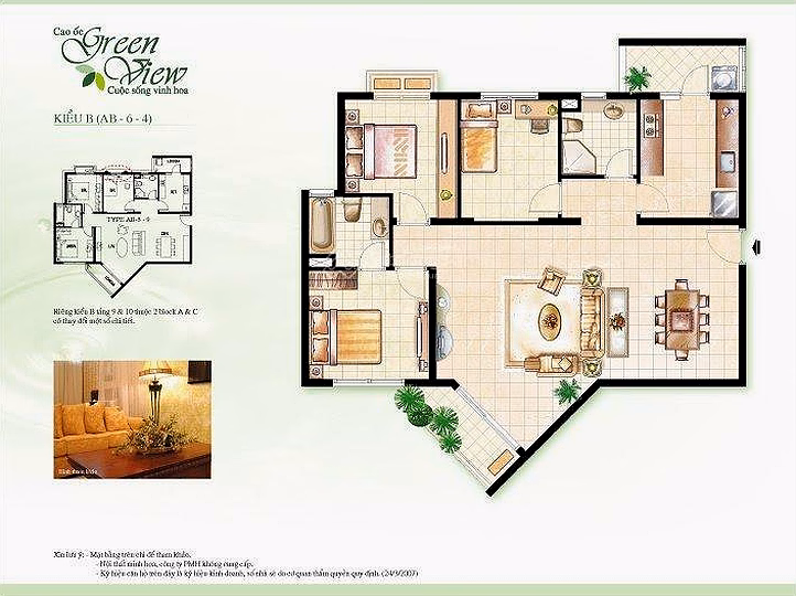 URGENT. Owner reduced price for urgent sale within the month 3 bedroom apartment with view Green View villa, high floor, price 8.6 billion