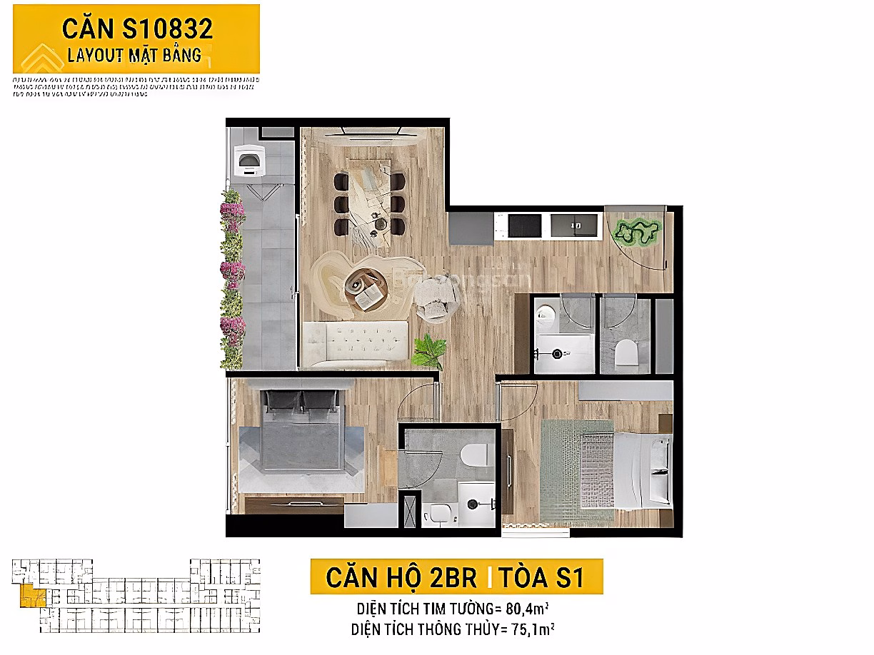 2-bedroom corner apartment with river view "final" original price of investor Sun Group