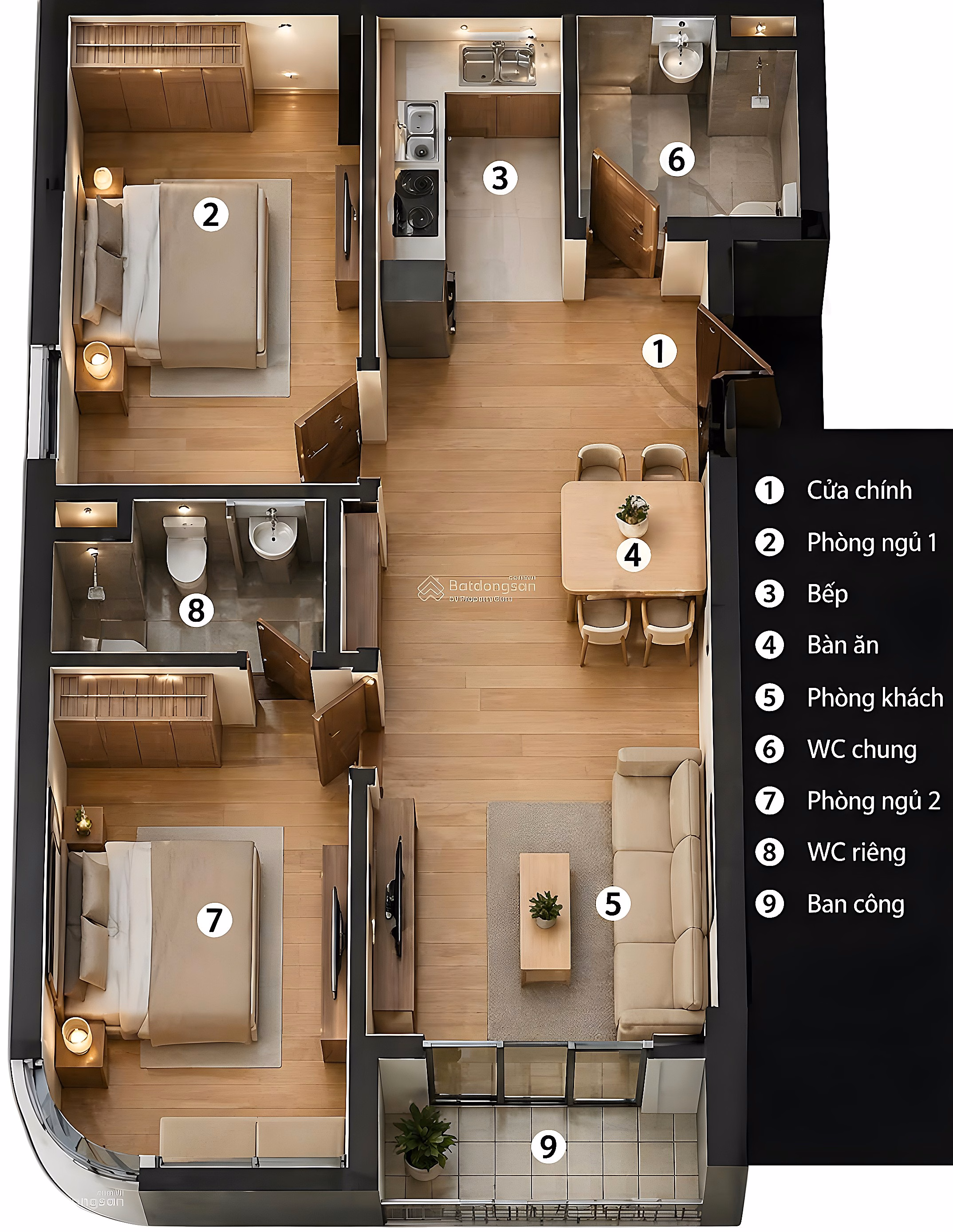 Pay 70% - only from 3.x billion to immediately own a 2-bedroom Fours Tower apartment, high floor